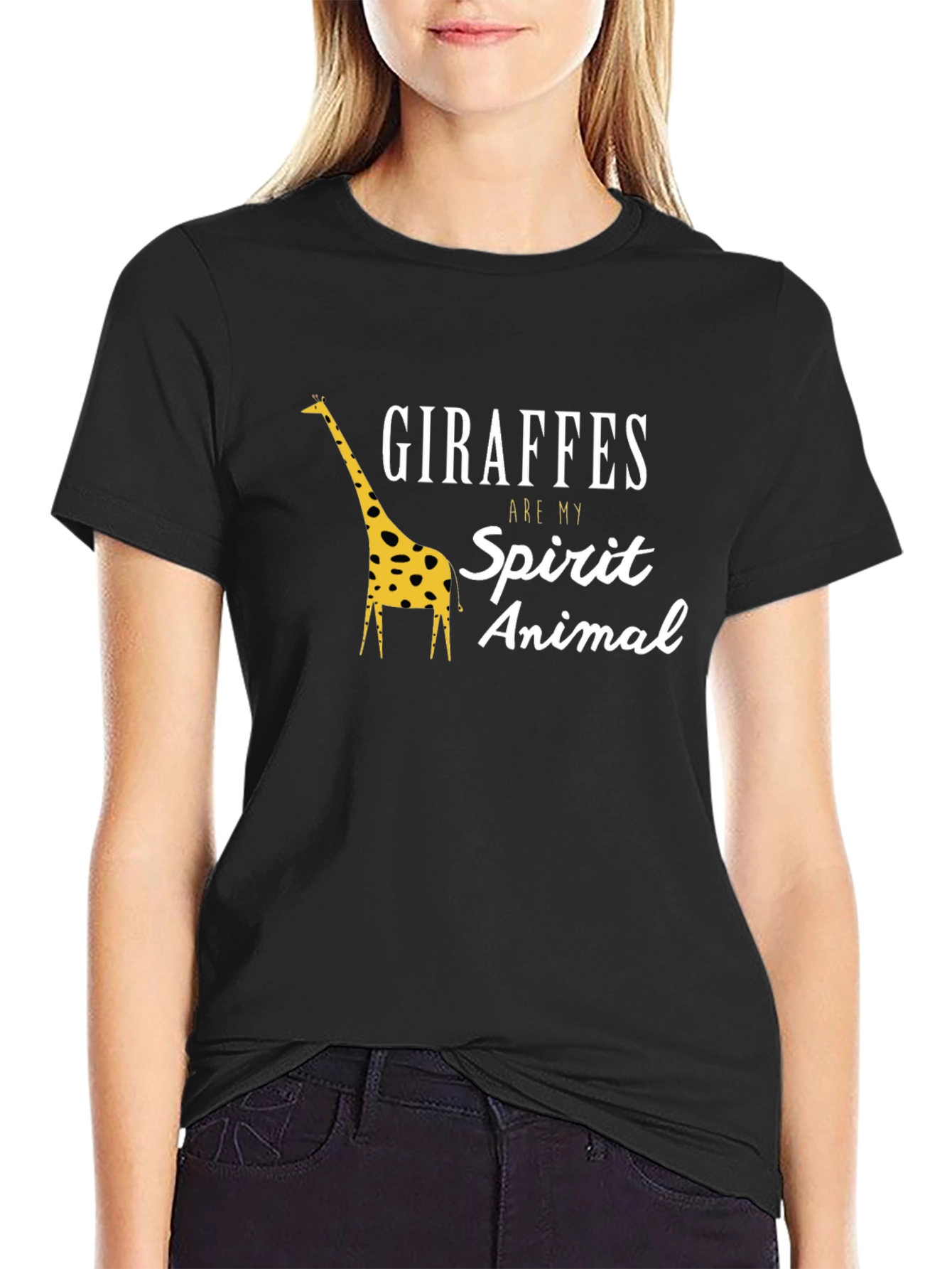 Giraffes Are My Spirit Animal Black T-Shirt