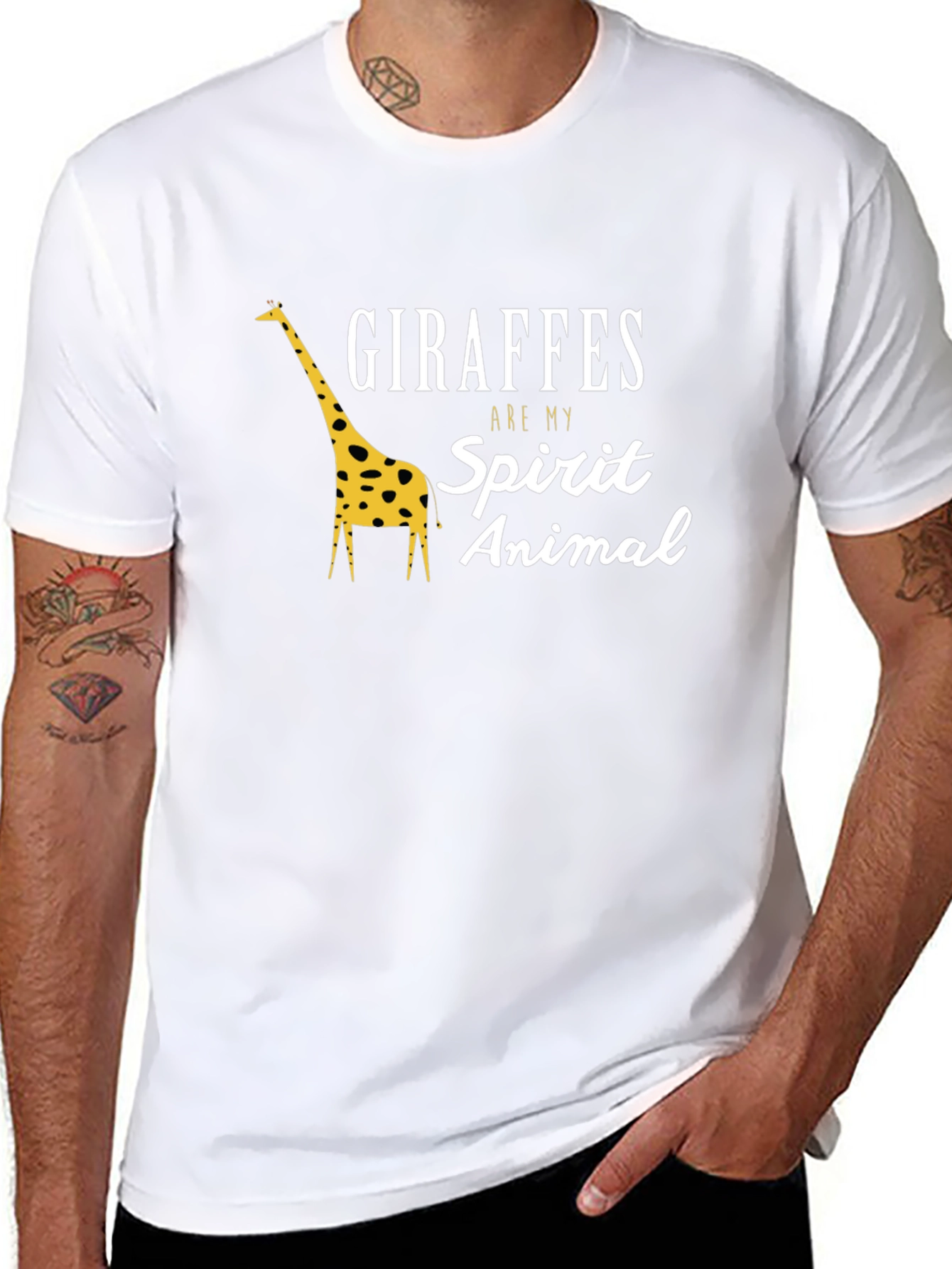 Giraffes Are My Spirit Animal Black T-Shirt