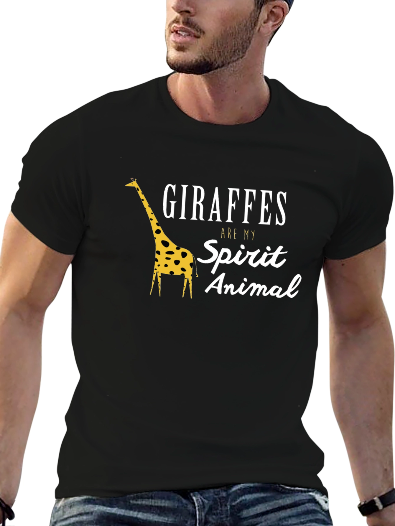 Giraffes Are My Spirit Animal Black T-Shirt