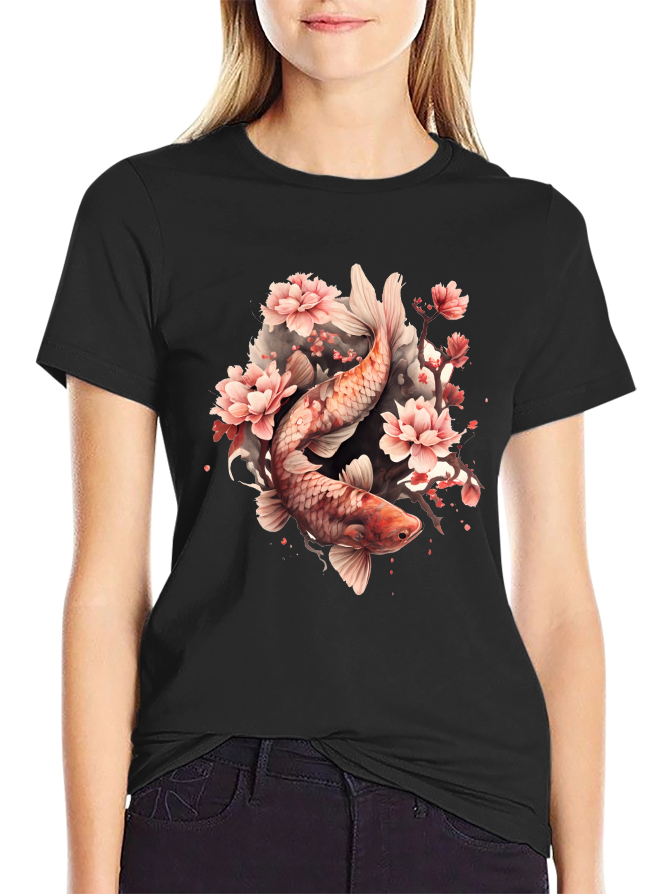 Koi Fish & Cherry Blossom Graphic Tee