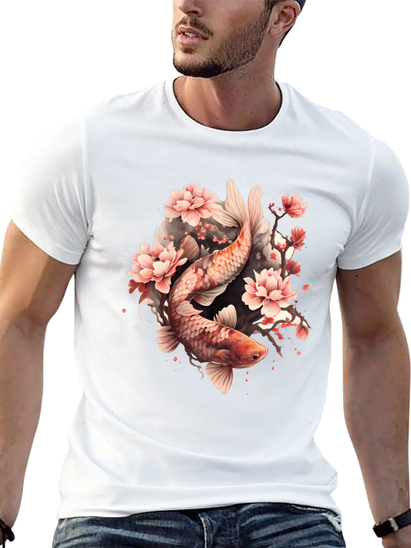 Koi Fish & Cherry Blossom Graphic Tee