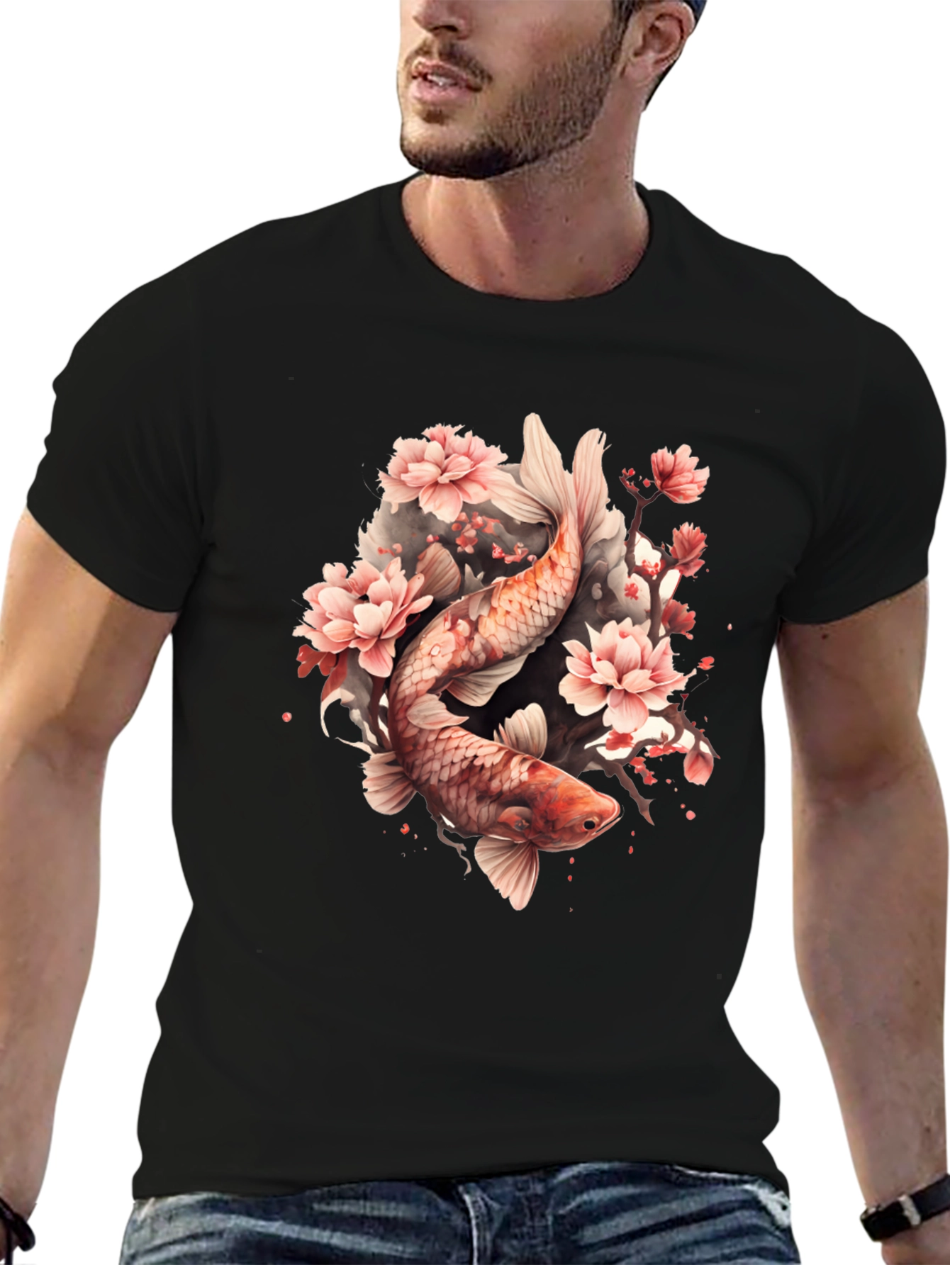 Koi Fish & Cherry Blossom Graphic Tee