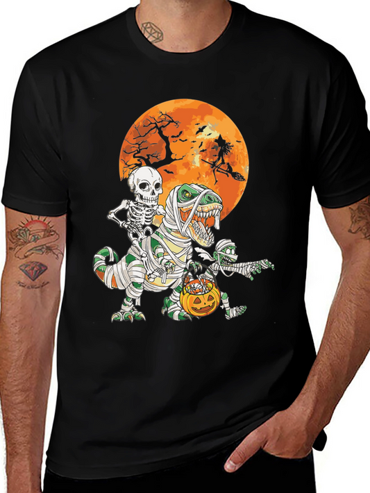 Halloween T-Rex Mummy Skeleton Witch Tee