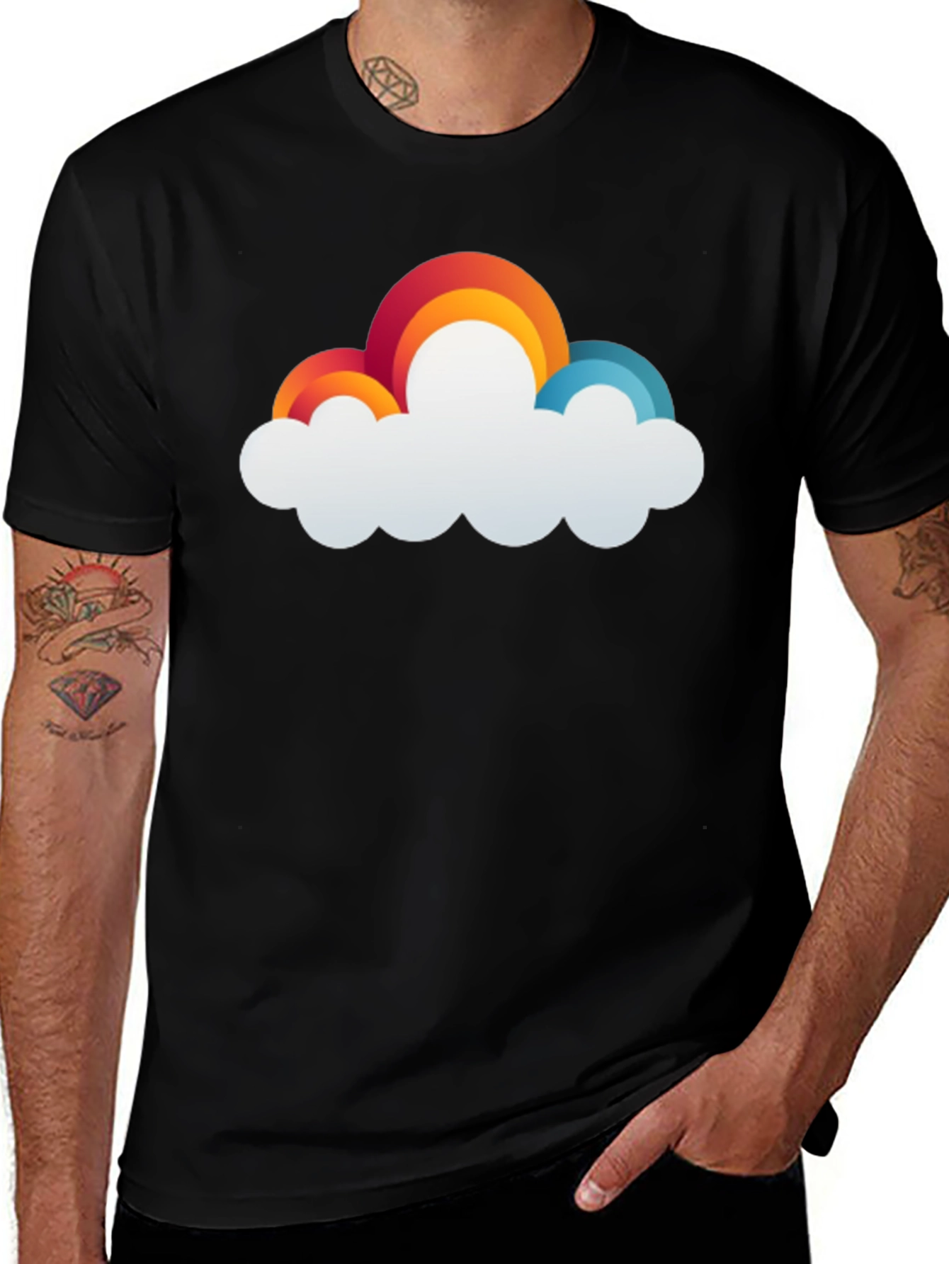 Rainbow Cloud Graphic T-Shirt - Comfort & Style
