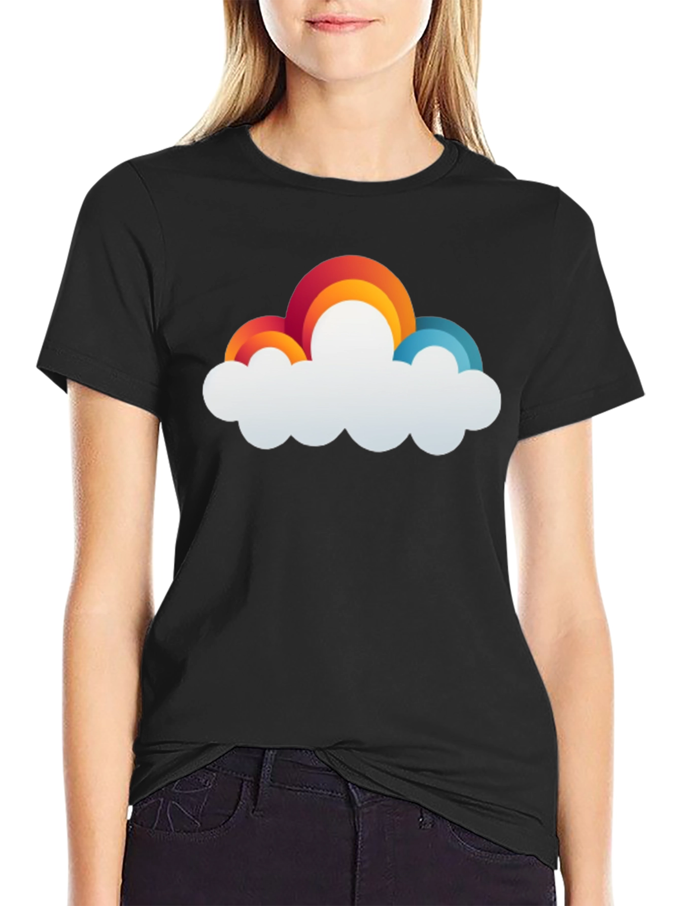 Rainbow Cloud Graphic T-Shirt - Comfort & Style