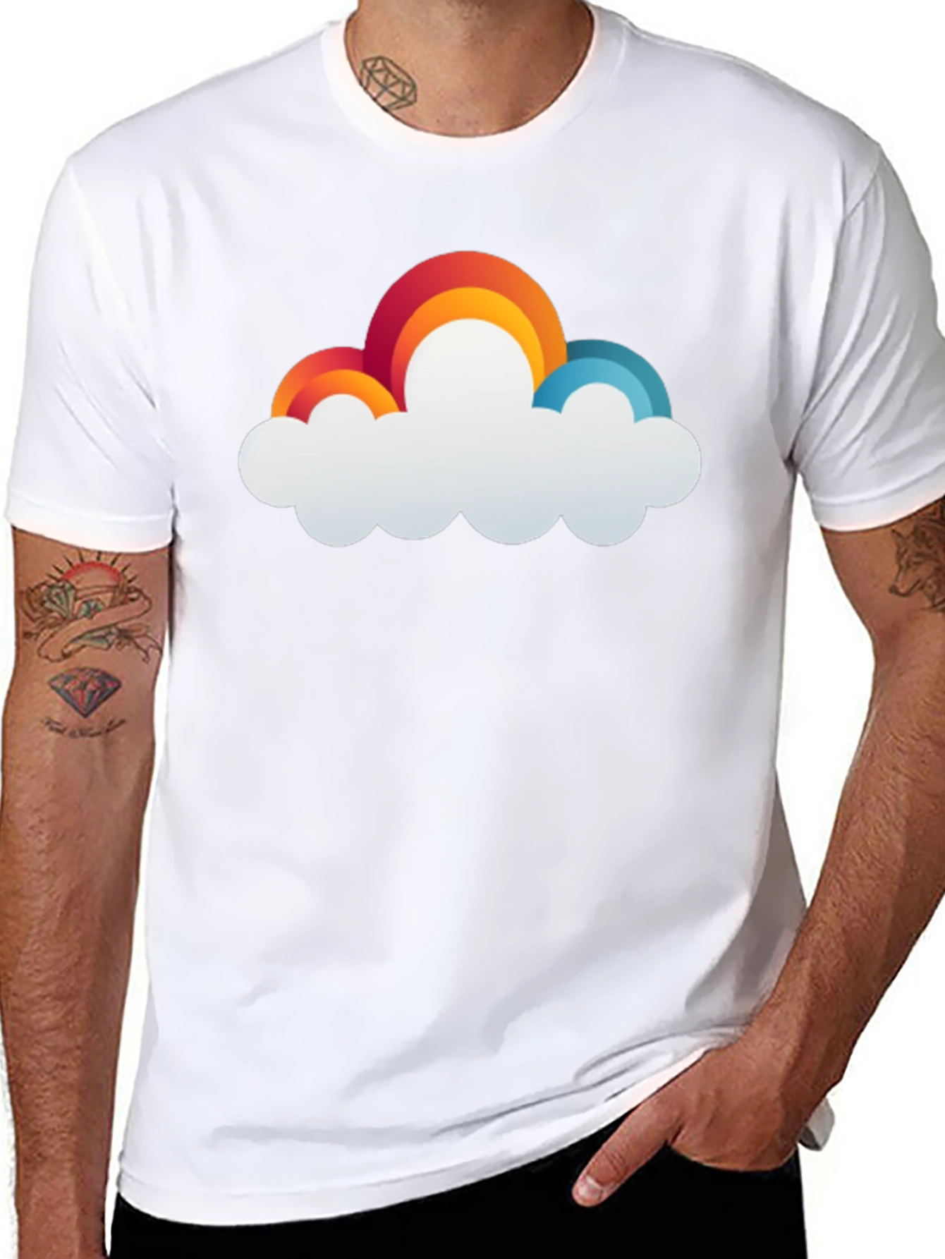 Rainbow Cloud Graphic T-Shirt - Comfort & Style