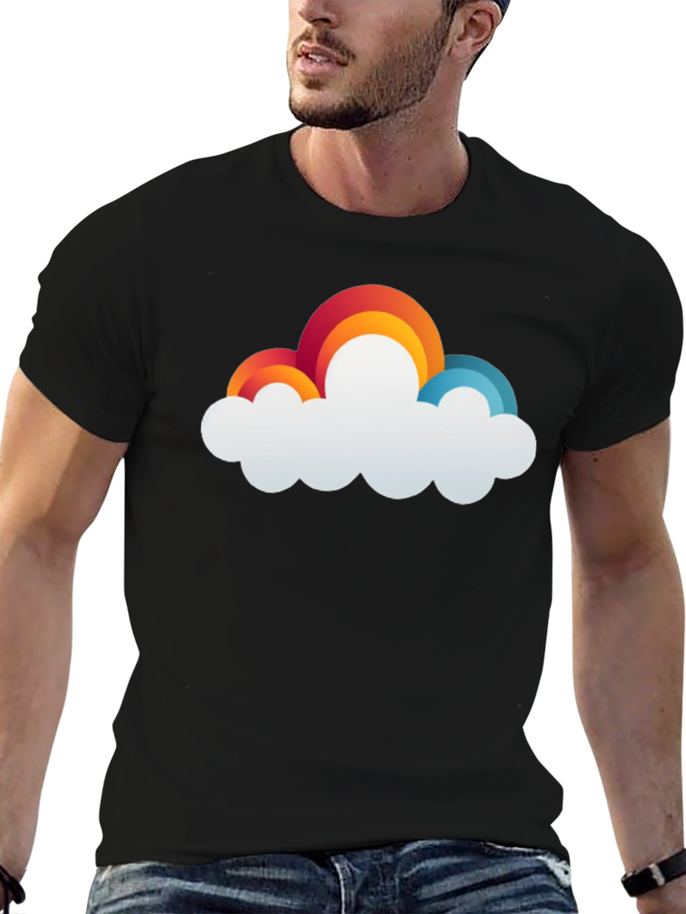 Rainbow Cloud Graphic T-Shirt - Comfort & Style