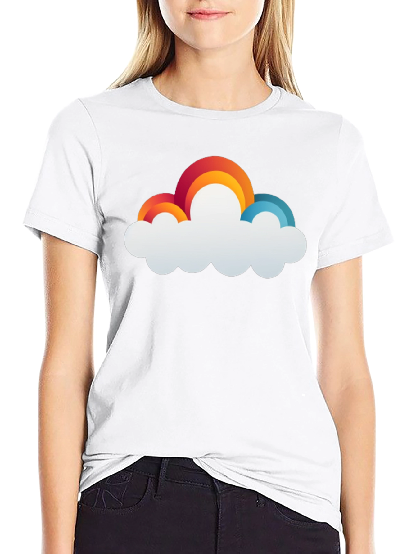 Rainbow Cloud Graphic T-Shirt - Comfort & Style