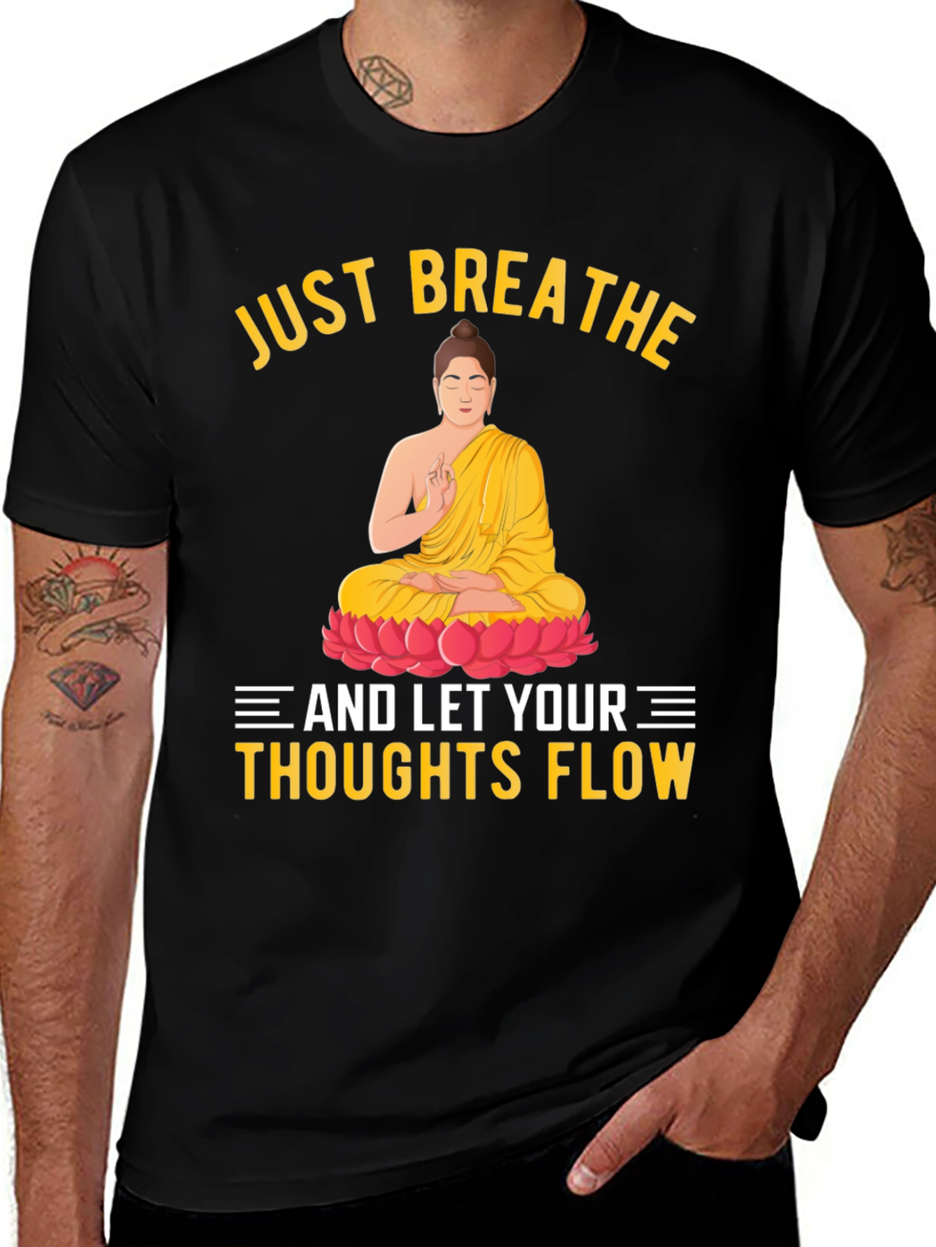 Just Breathe Buddha Graphic T-Shirt