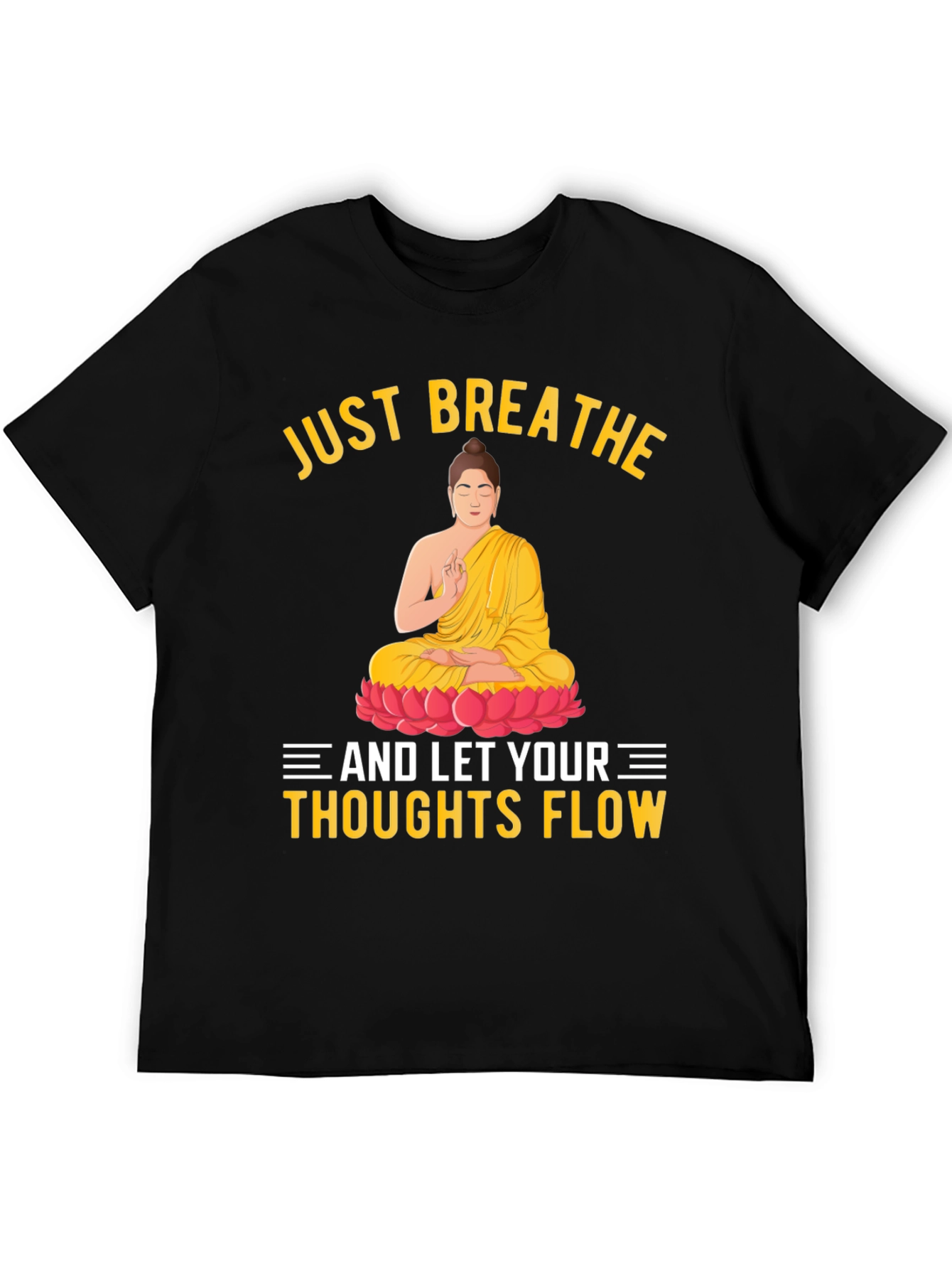 Just Breathe Buddha Graphic T-Shirt