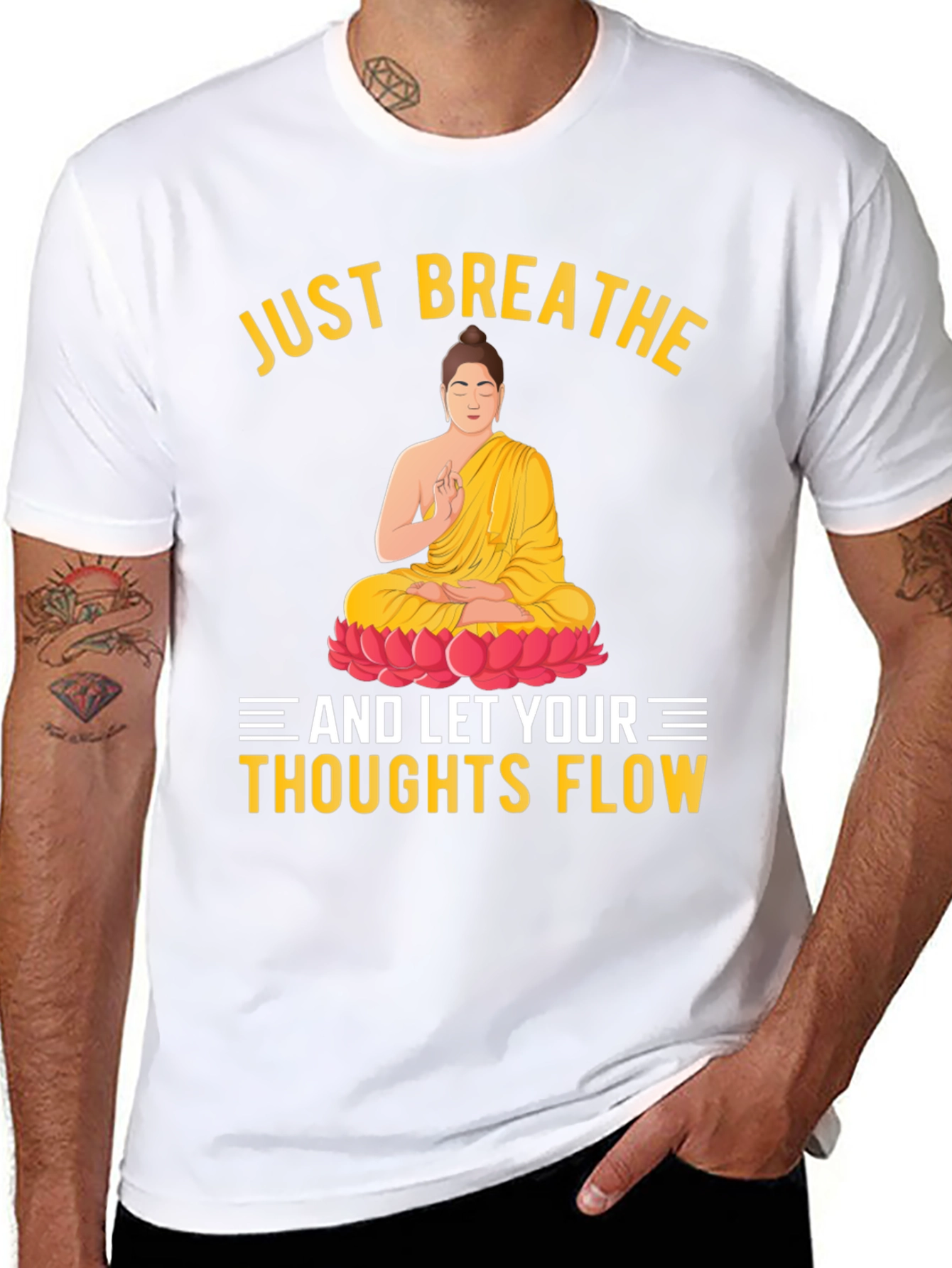 Just Breathe Buddha Graphic T-Shirt