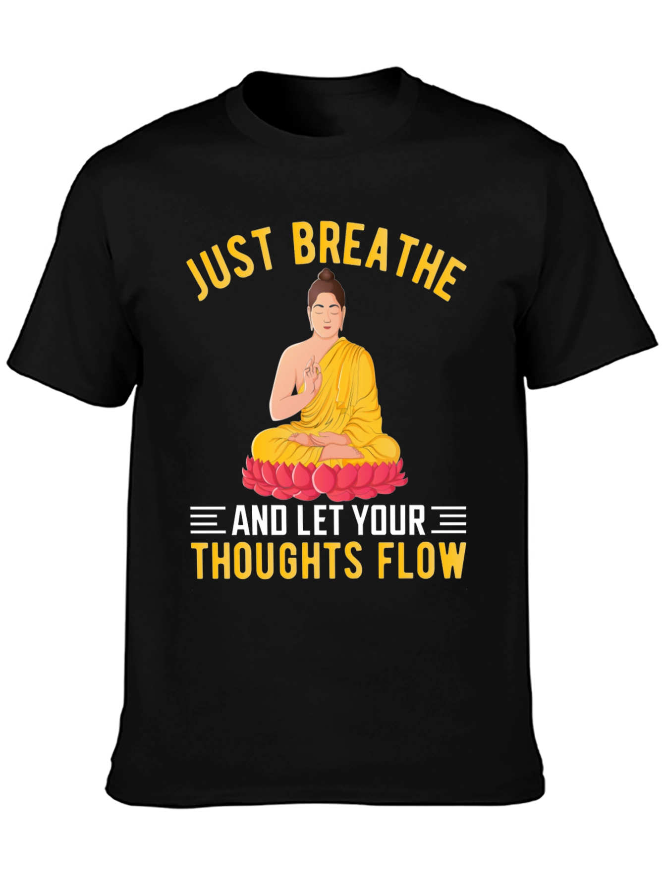 Just Breathe Buddha Graphic T-Shirt