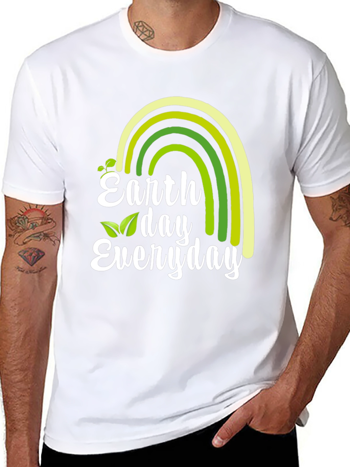 Earth Day Everyday T-Shirt - Green Rainbow Graphic Tee