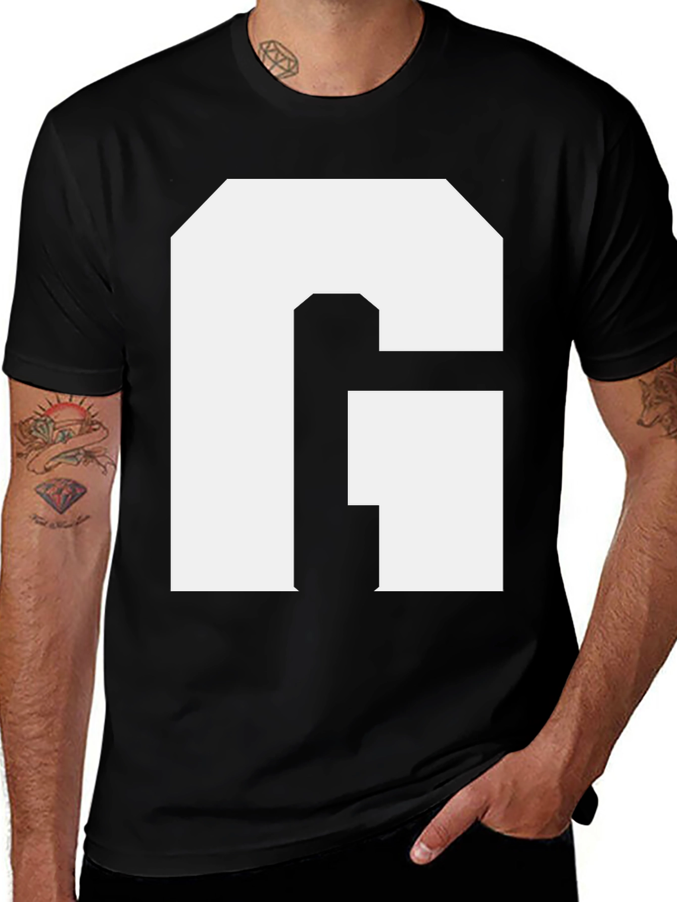 Bold Initial G Graphic Tee - Black