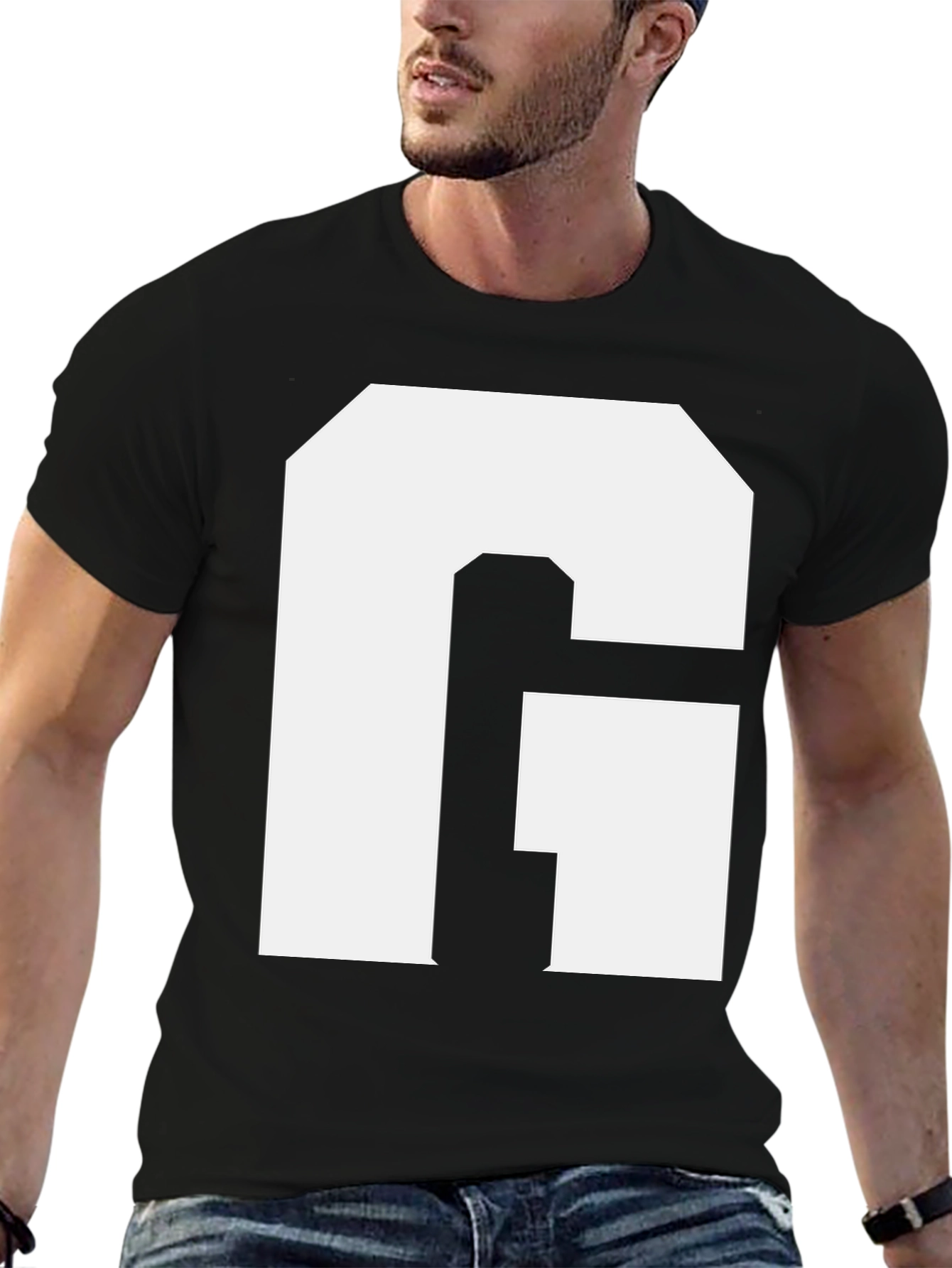 Bold Initial G Graphic Tee - Black