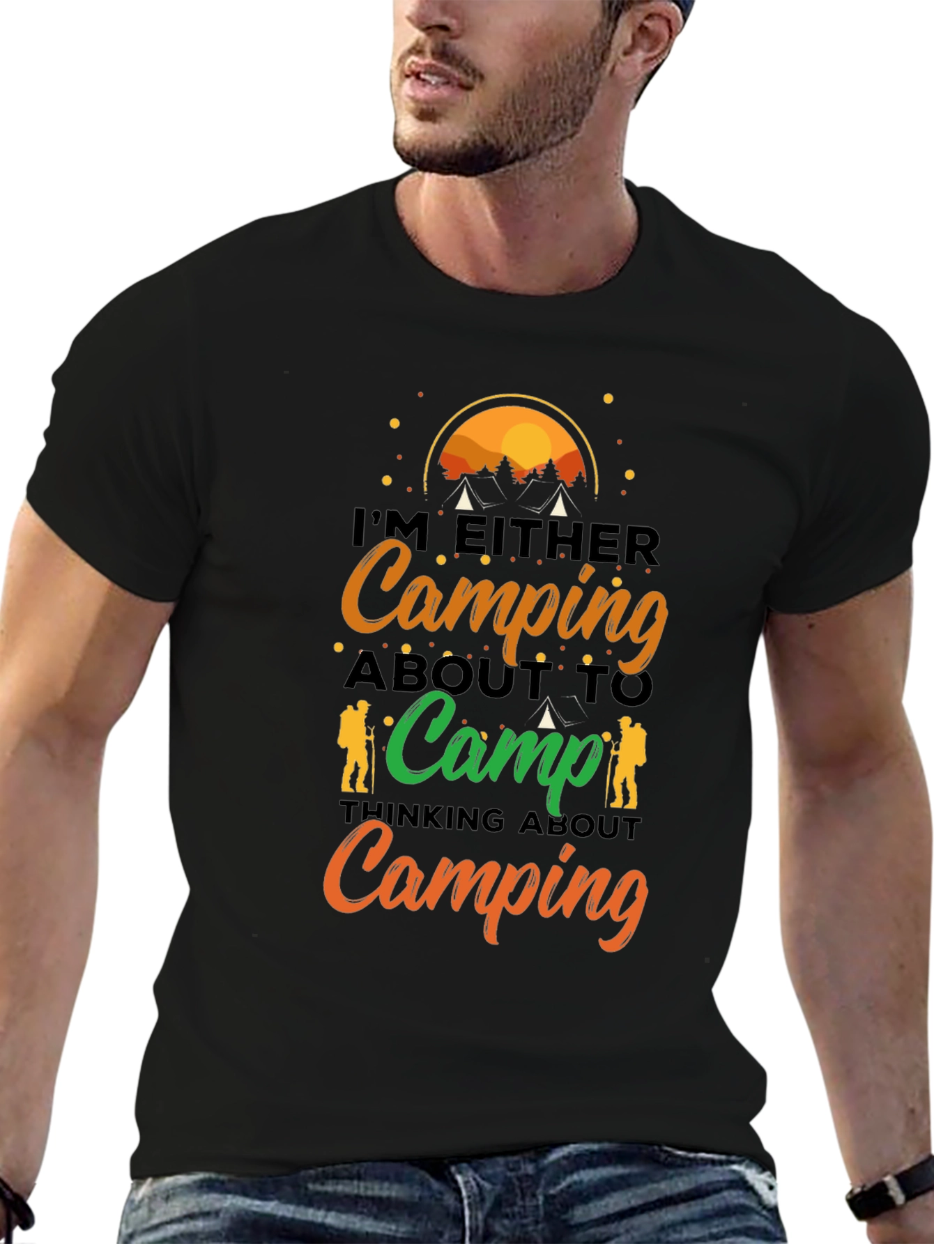 Camping T-Shirt: Im Either Camping...