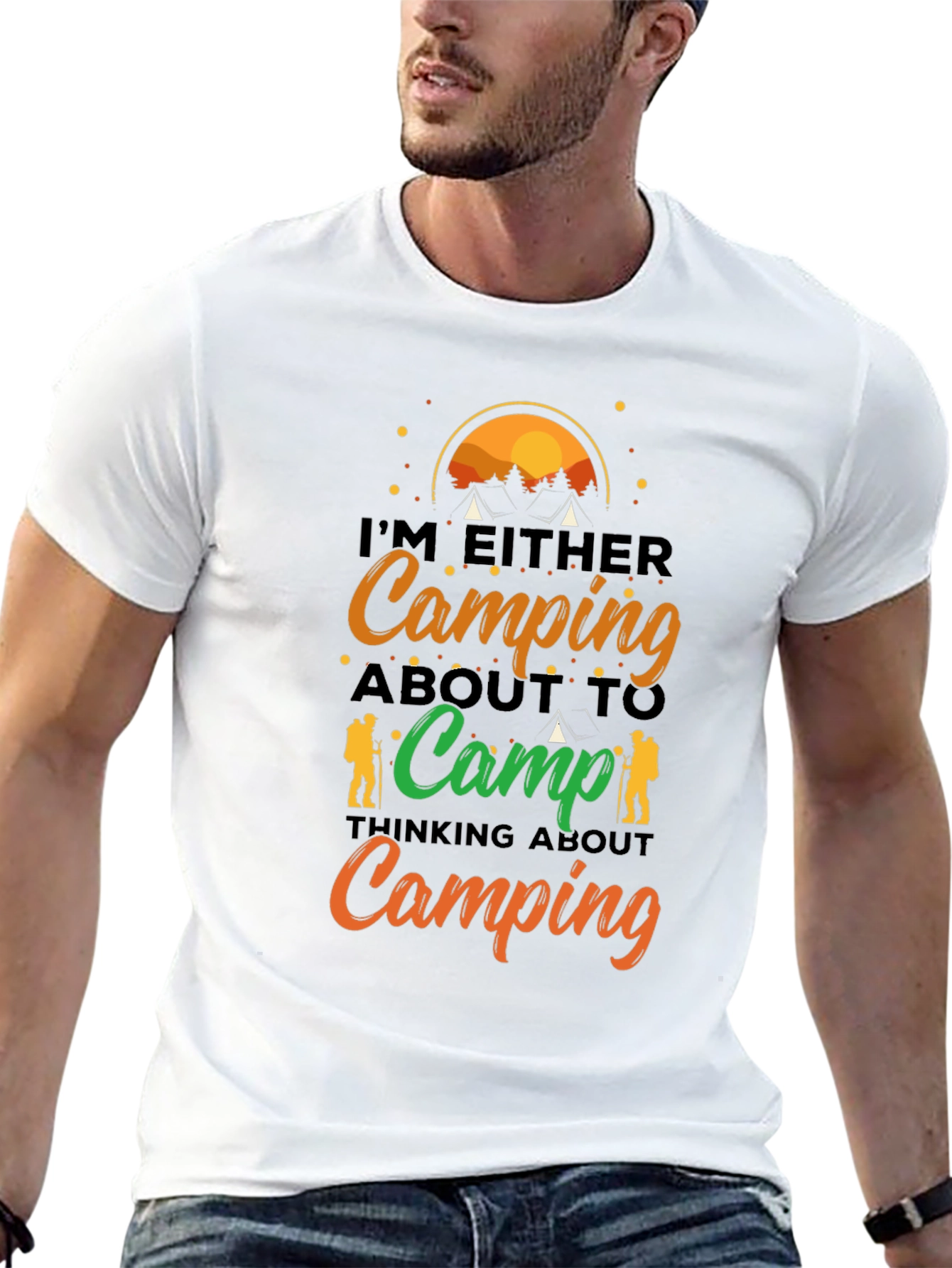 Camping T-Shirt: Im Either Camping...