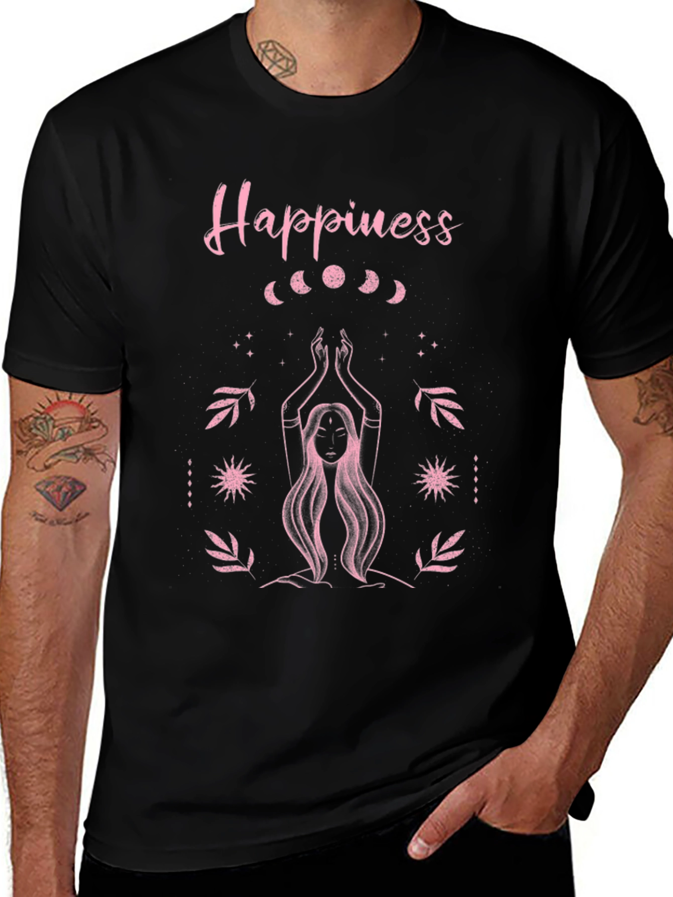 Happiness Graphic T-Shirt - Moon Phase Yoga Tee