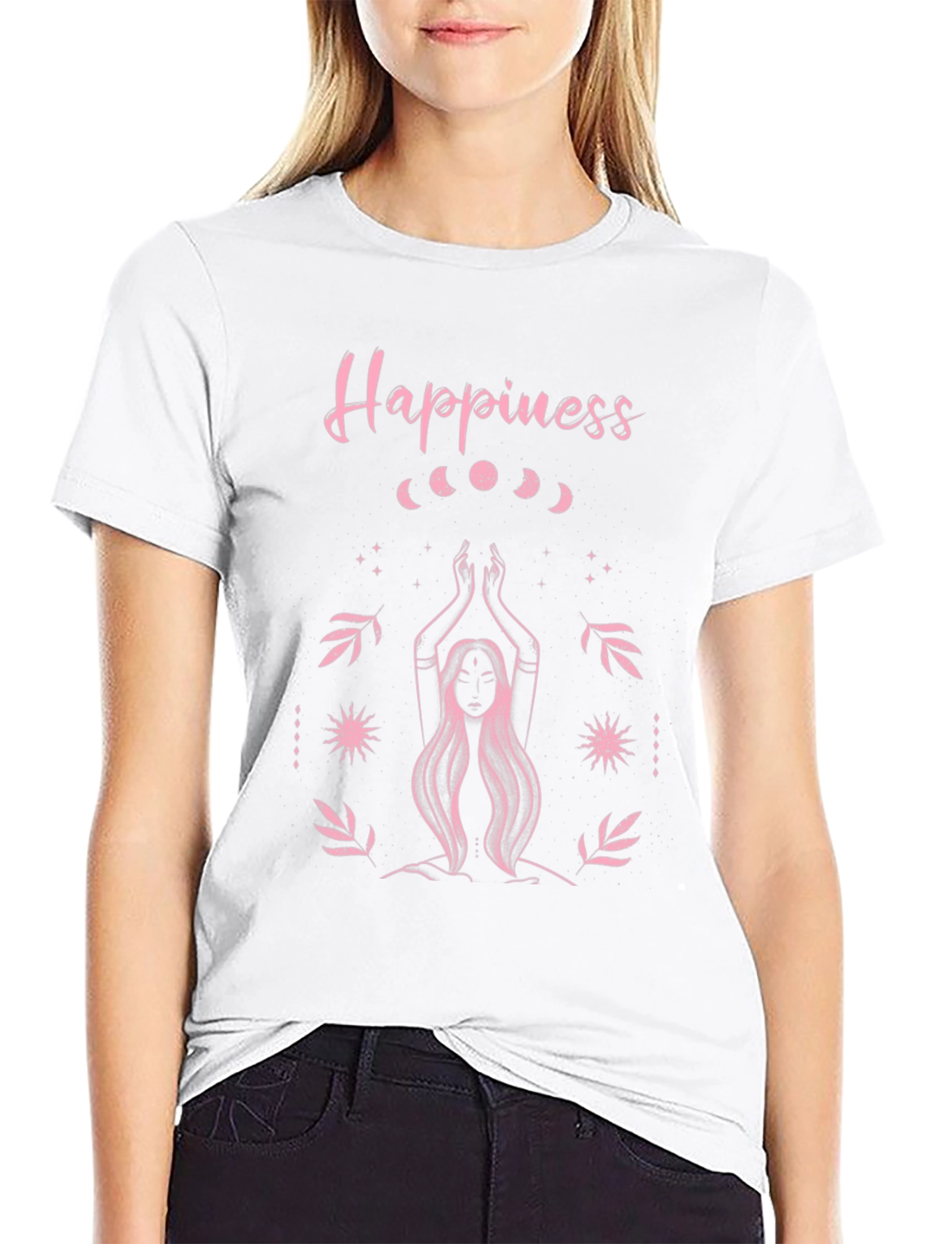 Happiness Graphic T-Shirt - Moon Phase Yoga Tee