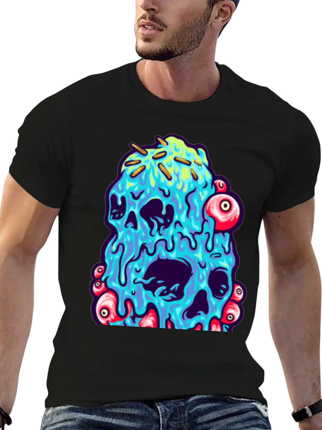 Melting Skull Graphic Tee - Unique Design