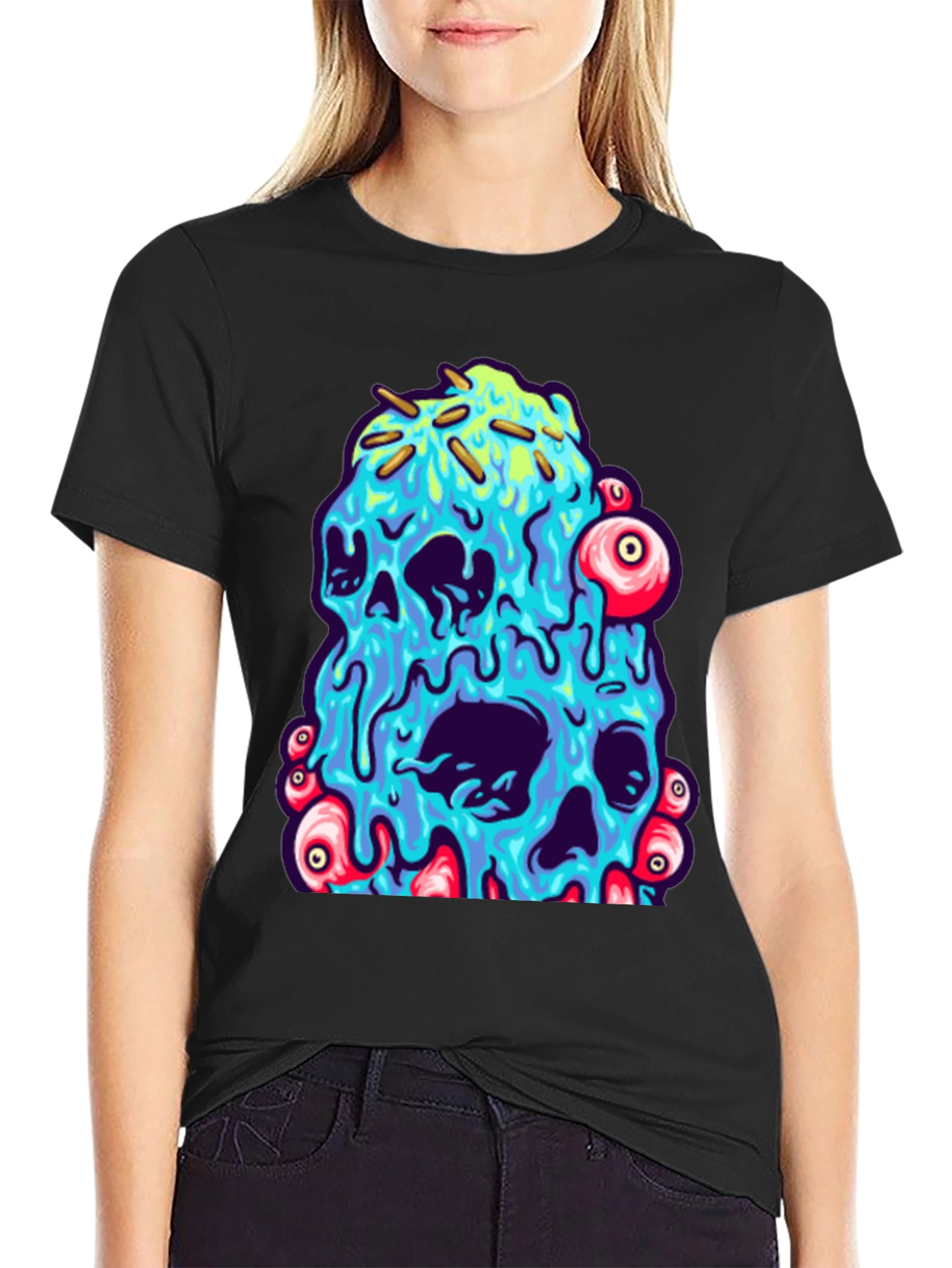 Melting Skull Graphic Tee - Unique Design