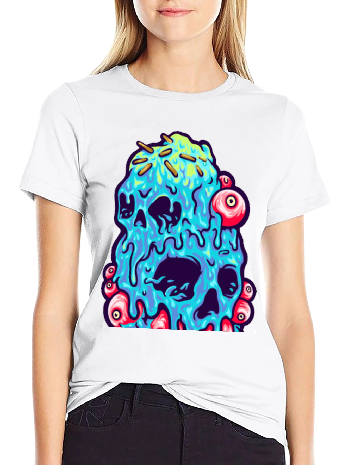 Melting Skull Graphic Tee - Unique Design