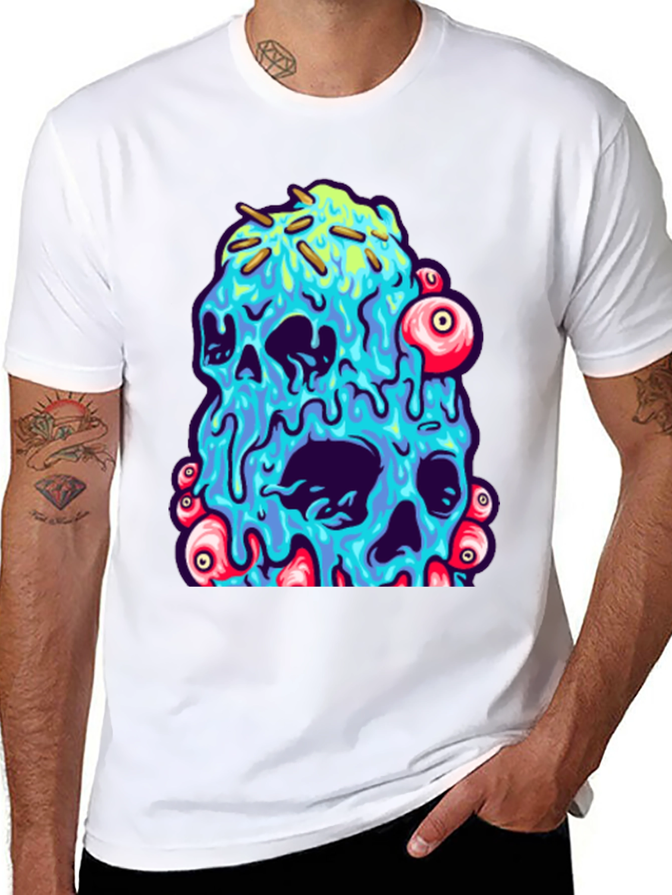 Melting Skull Graphic Tee - Unique Design