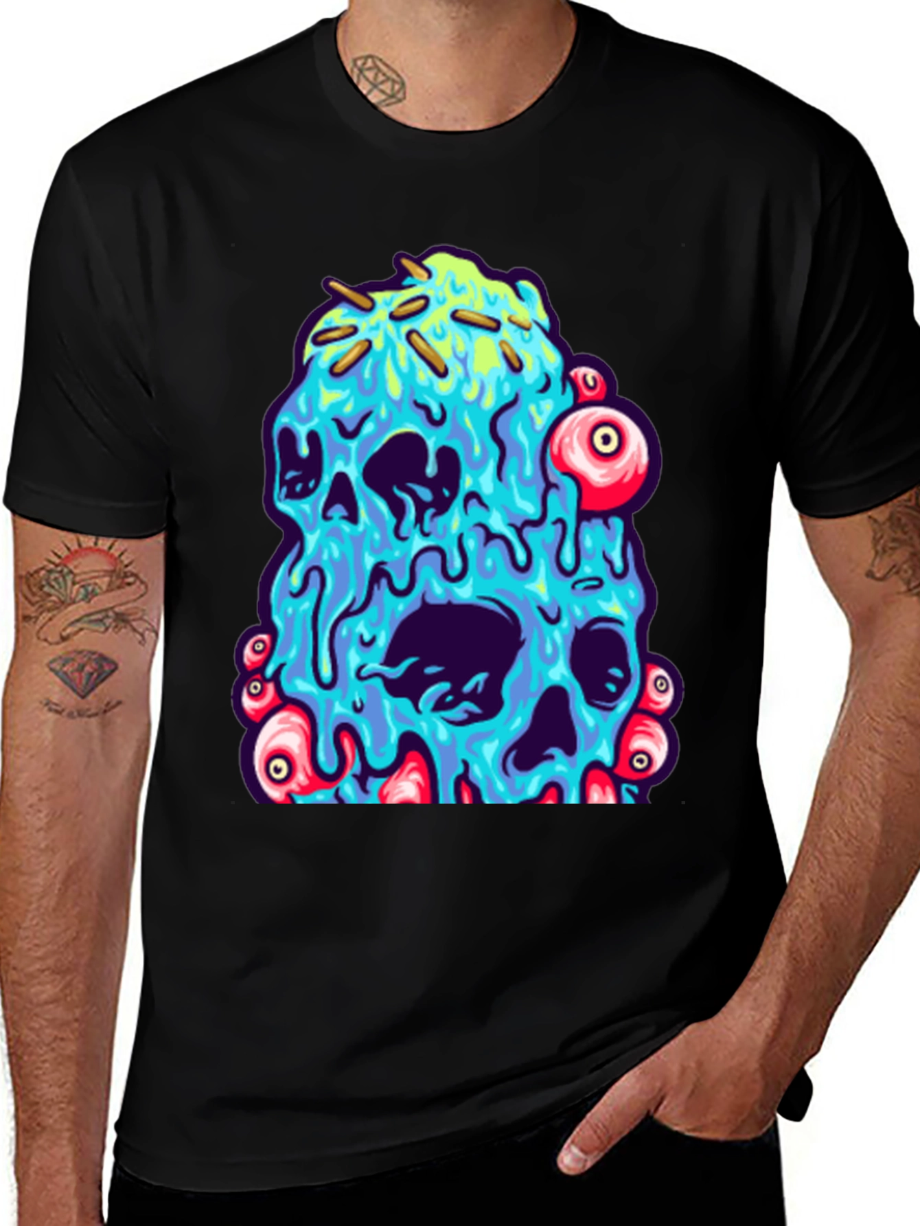 Melting Skull Graphic Tee - Unique Design