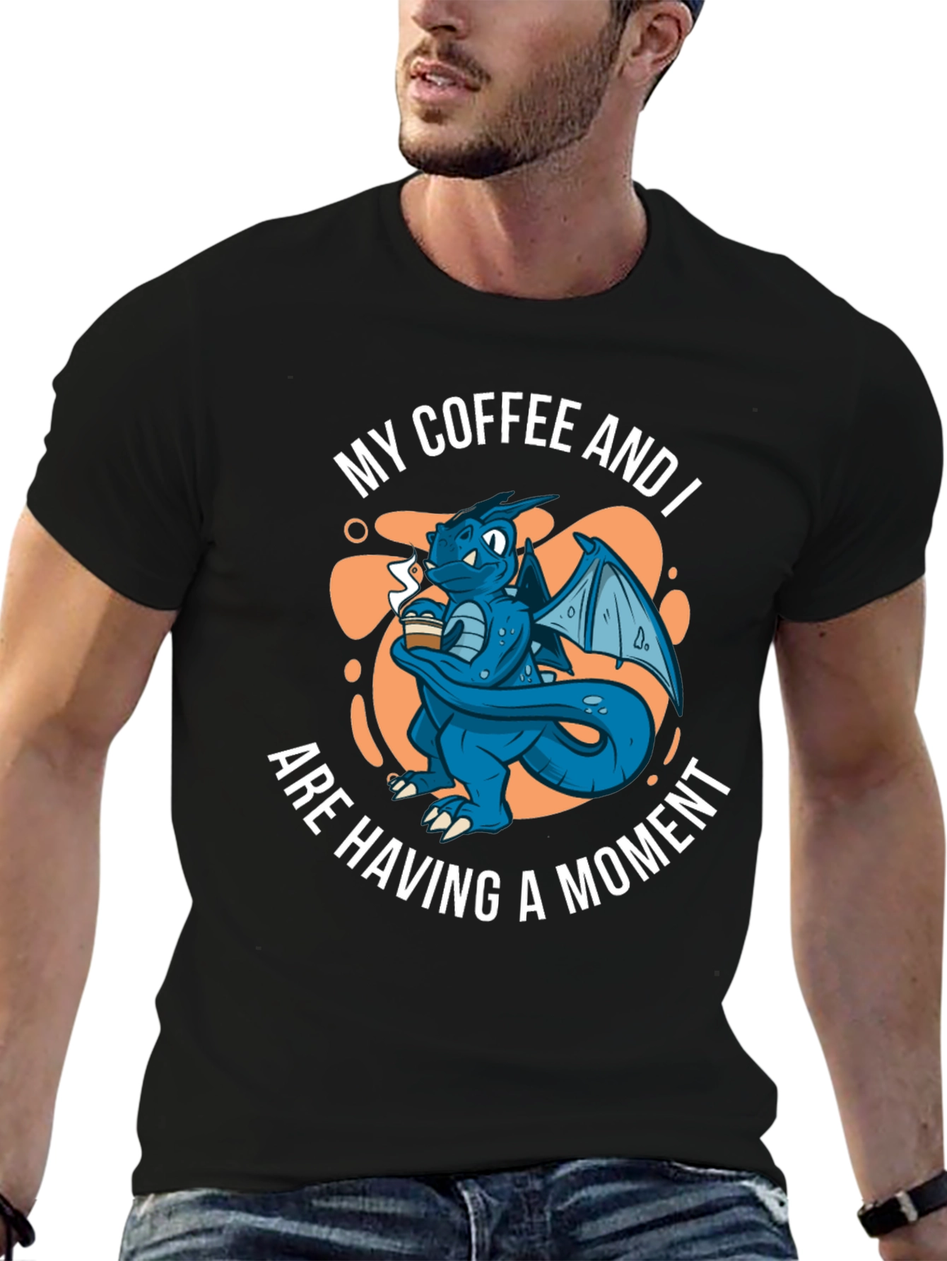 Dragon Coffee Moment Black T-Shirt