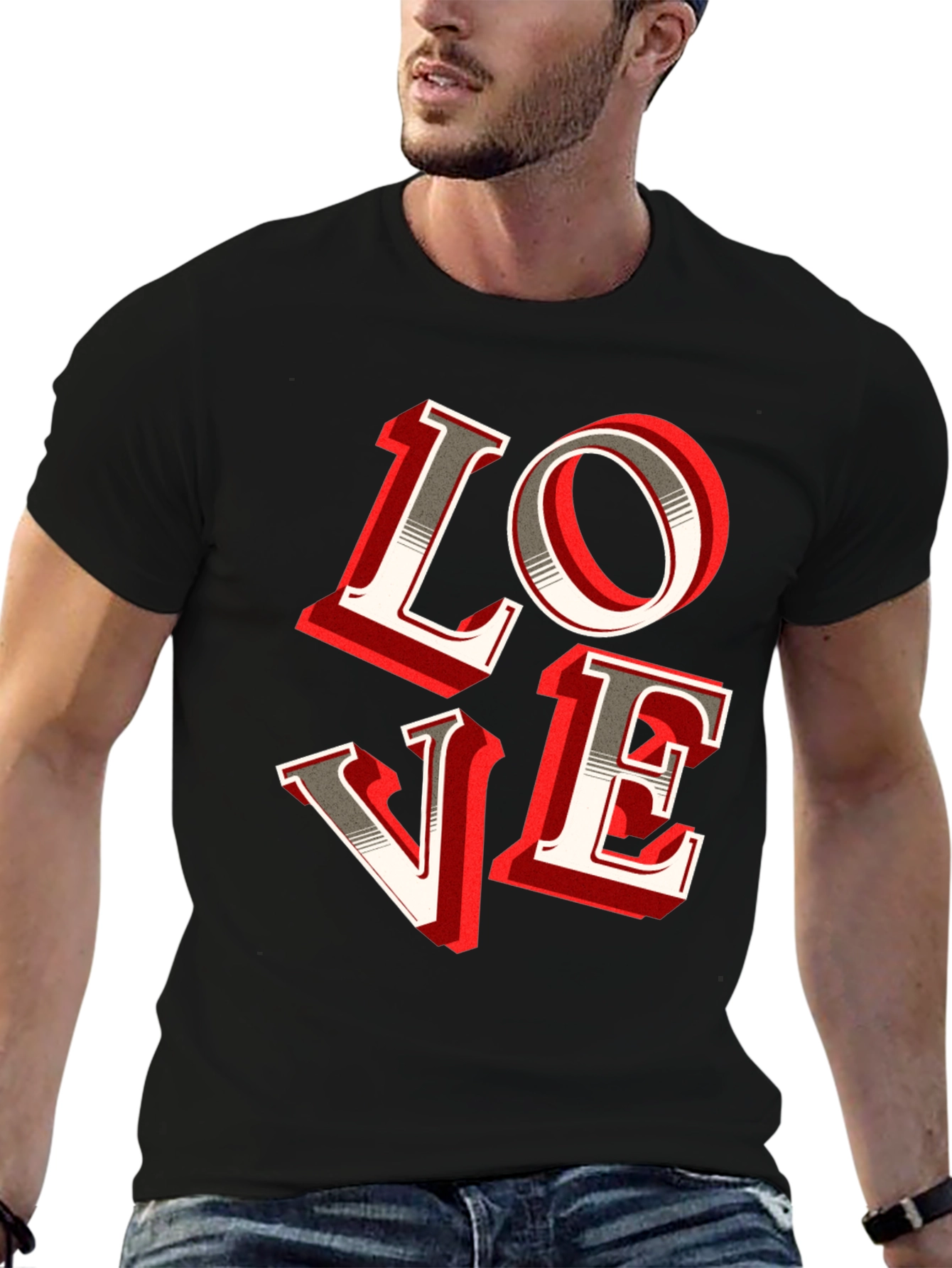 LOVE Graphic Tee - Stylish Mens Black T-Shirt