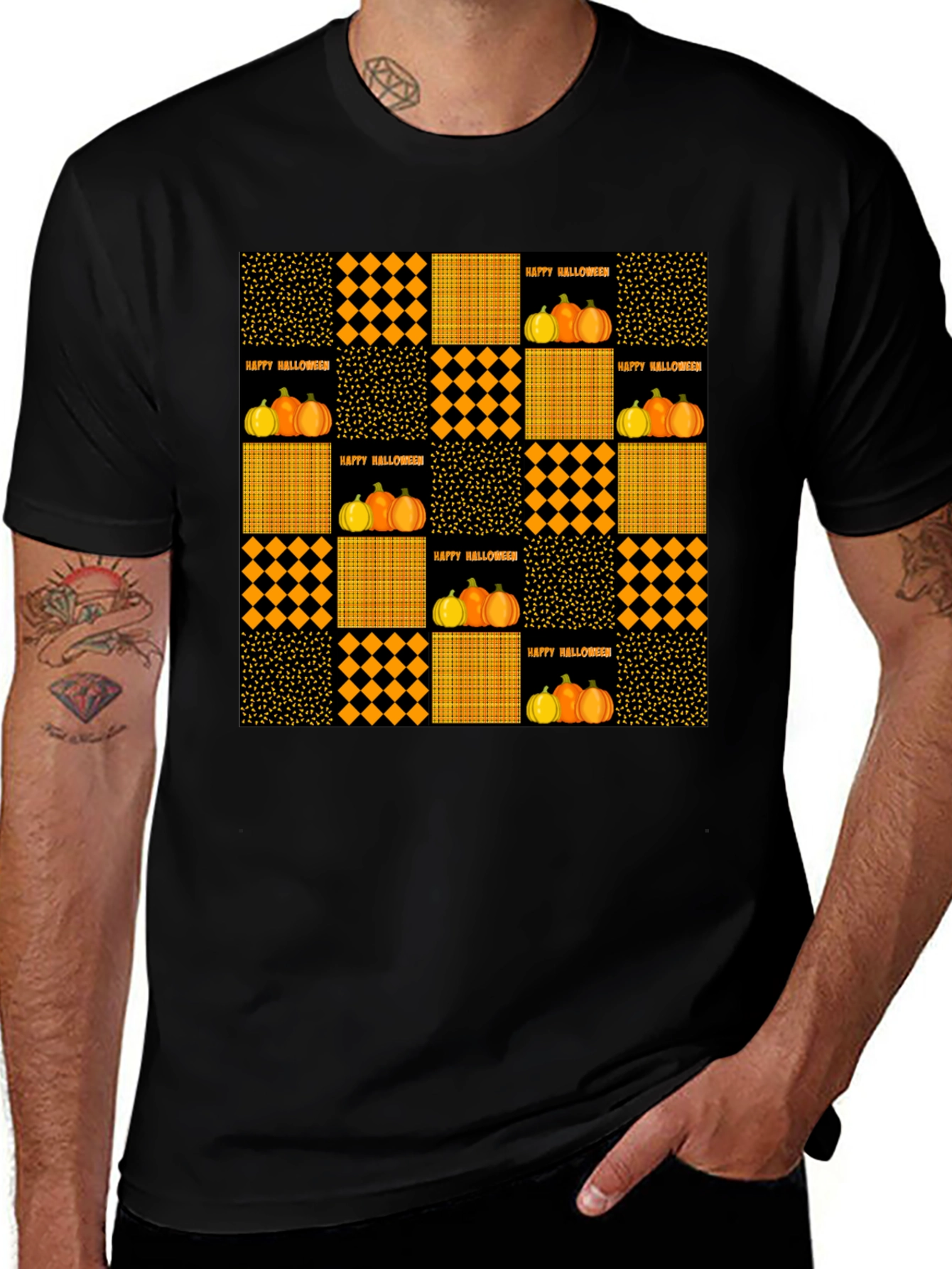 Halloween Quilt Patch T-Shirt