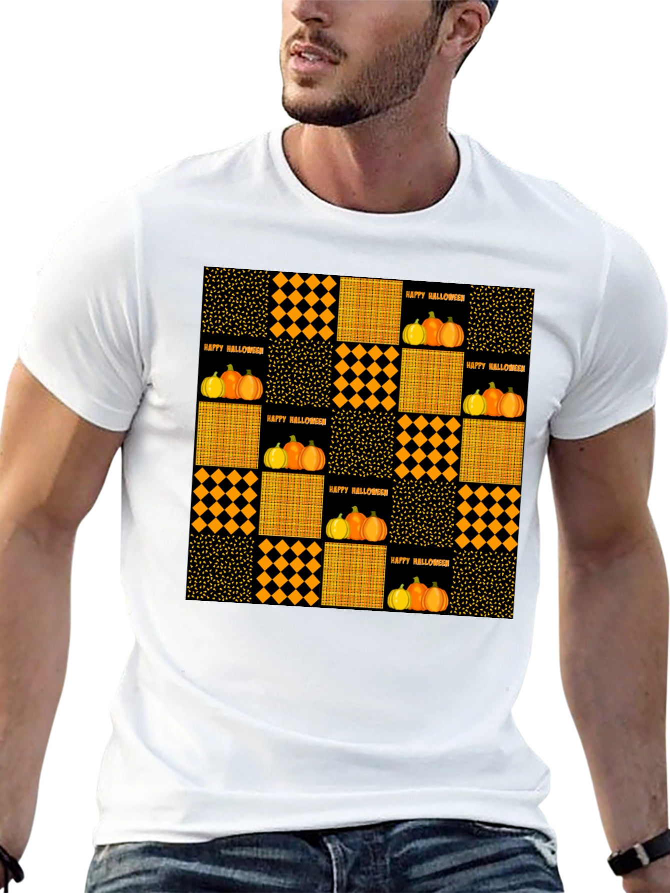 Halloween Quilt Patch T-Shirt