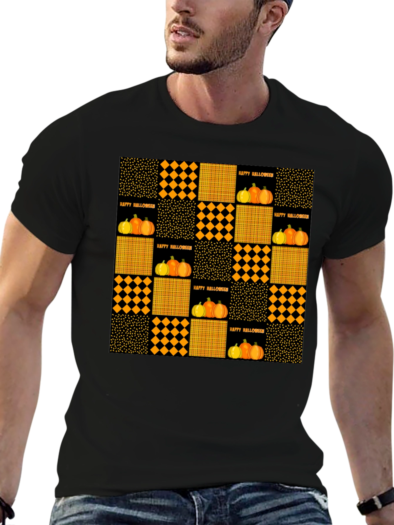 Halloween Quilt Patch T-Shirt