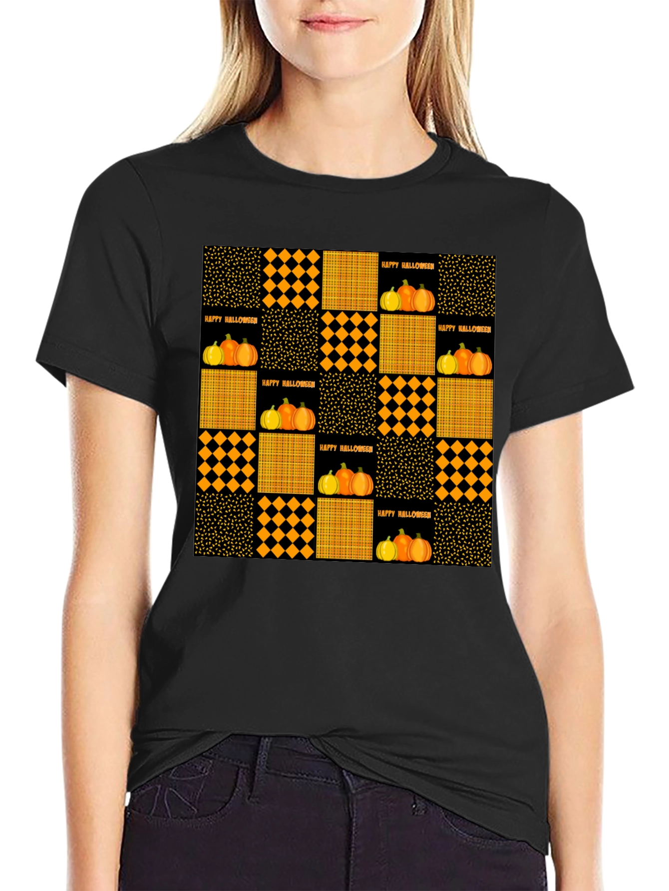 Halloween Quilt Patch T-Shirt