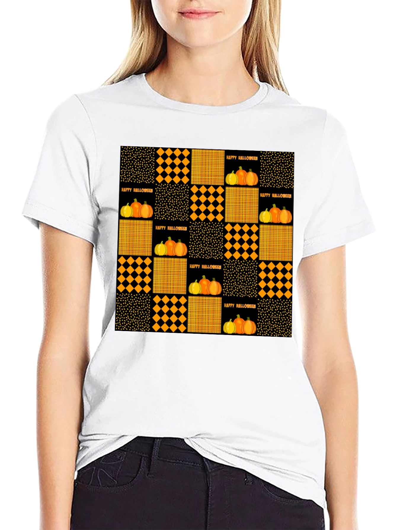 Halloween Quilt Patch T-Shirt