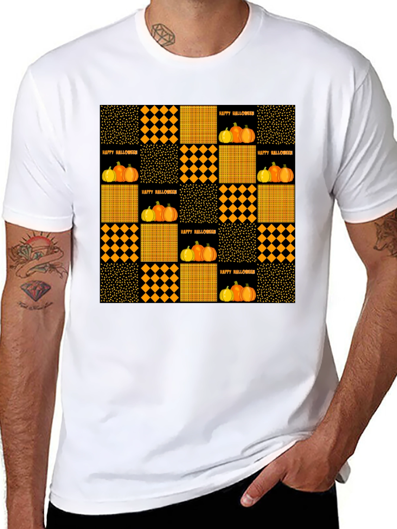 Halloween Quilt Patch T-Shirt