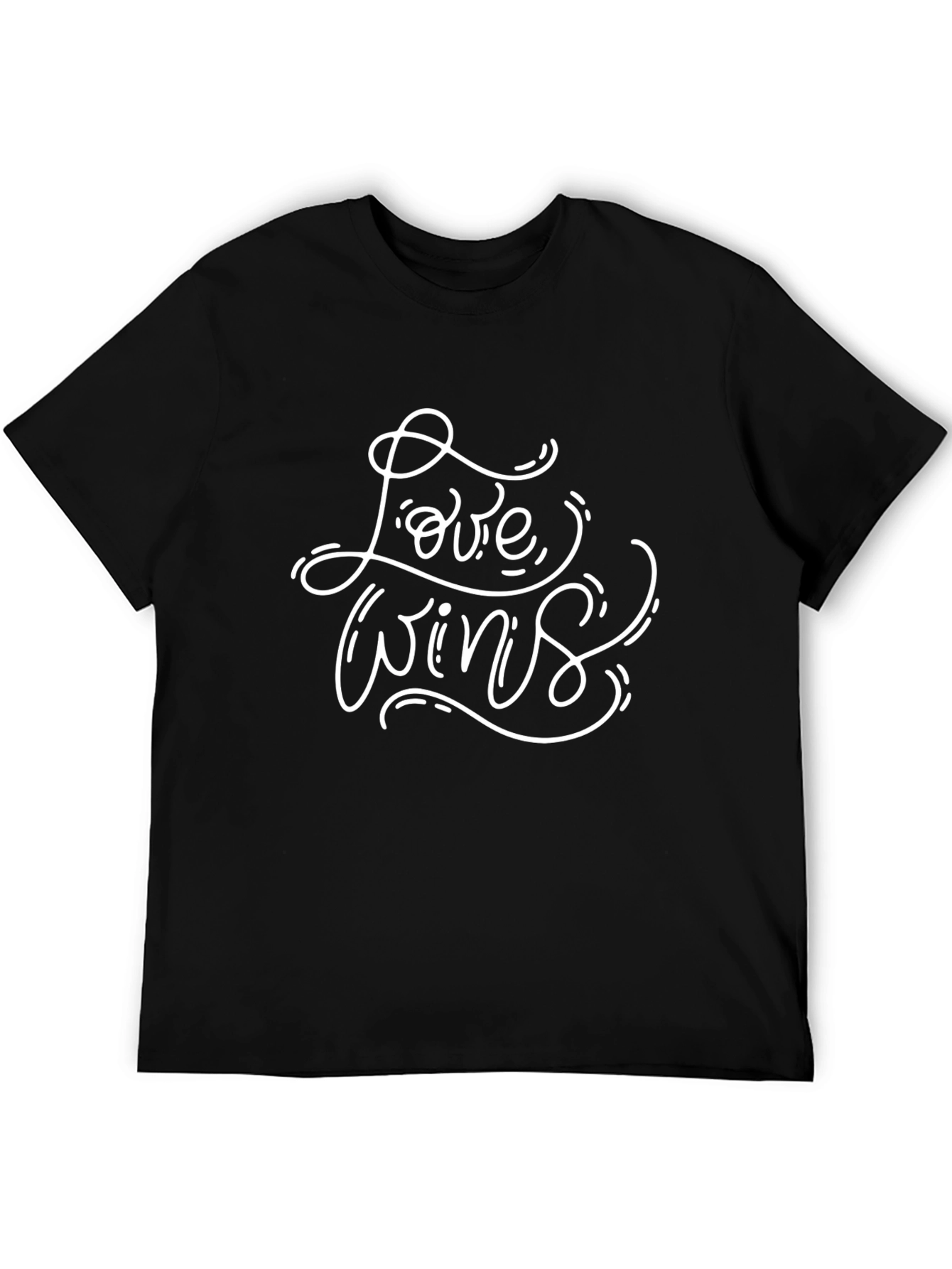 Love Wins Graphic Tee - Black Cotton Casual T-Shirt