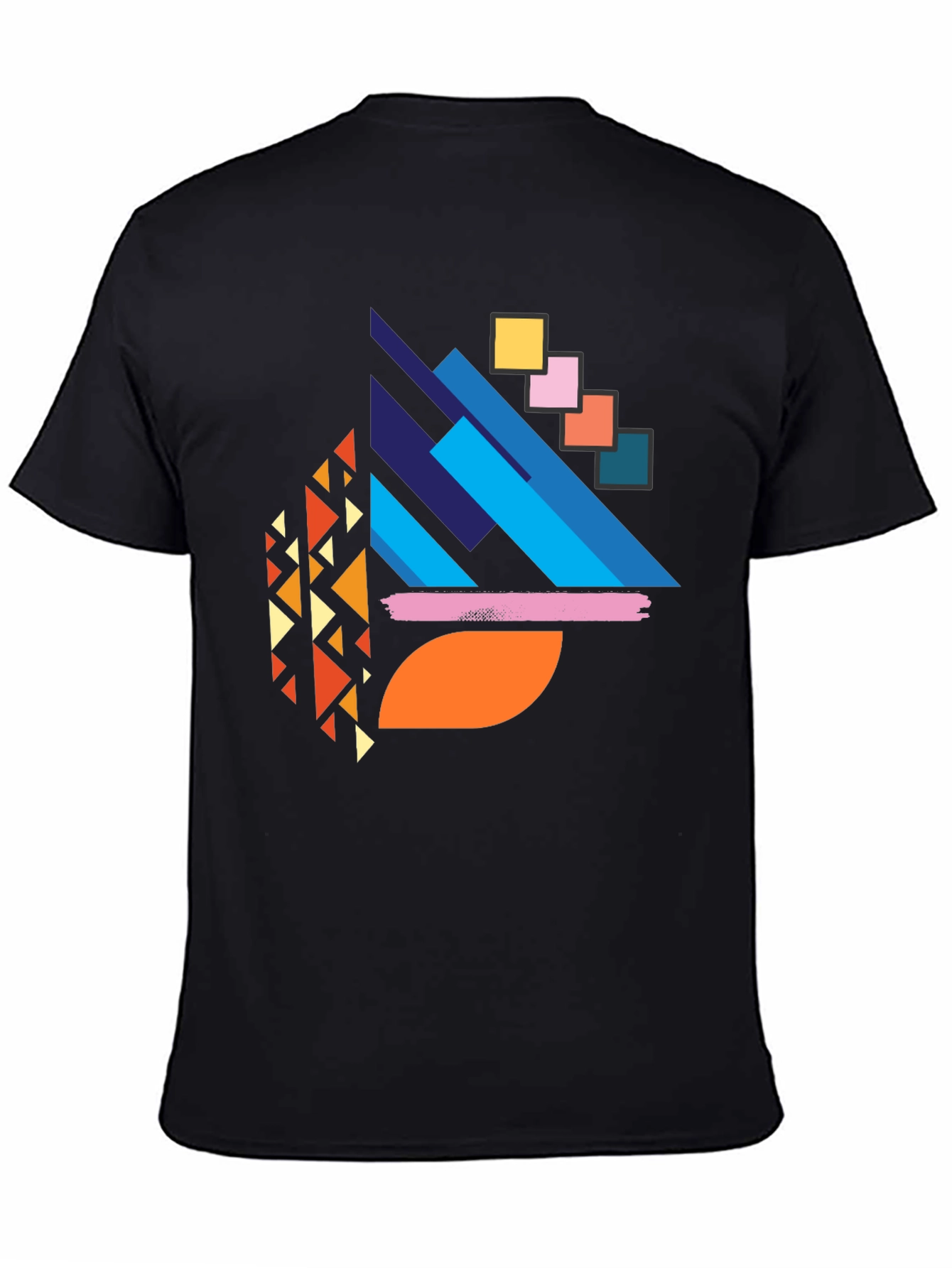 Abstract Geometric Print Black T-Shirt