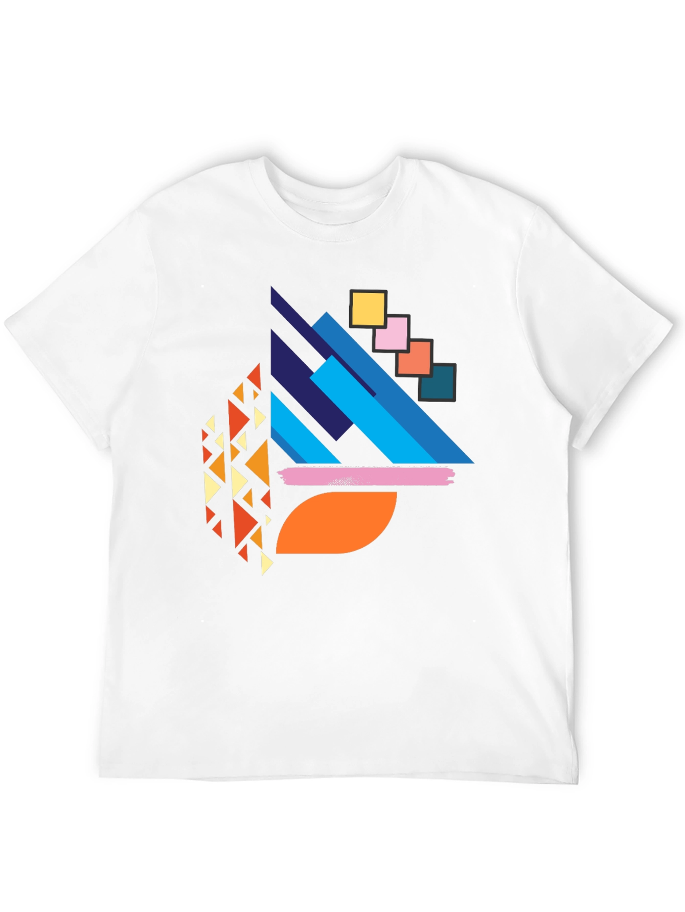 Abstract Geometric Print Black T-Shirt