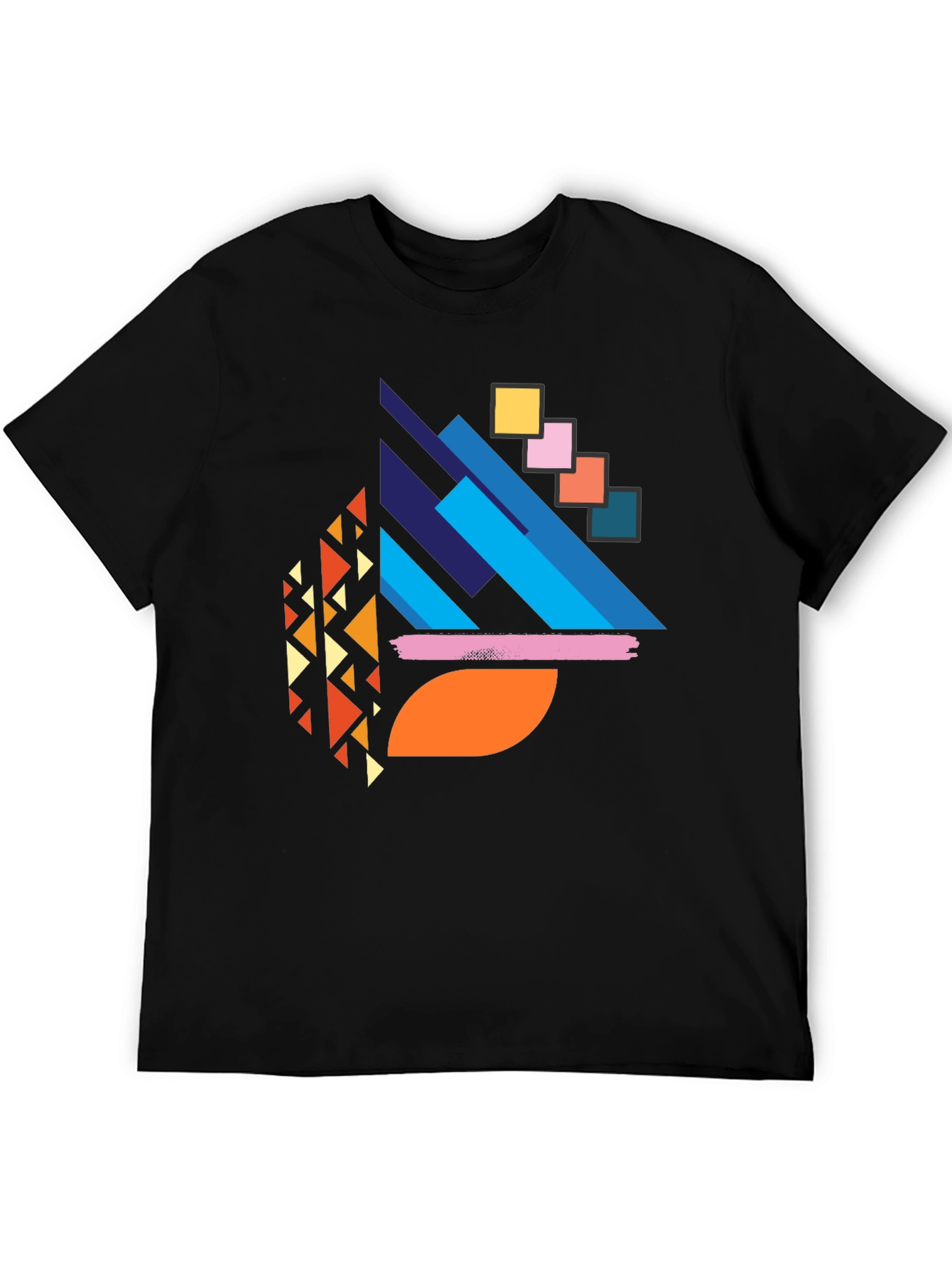 Abstract Geometric Print Black T-Shirt