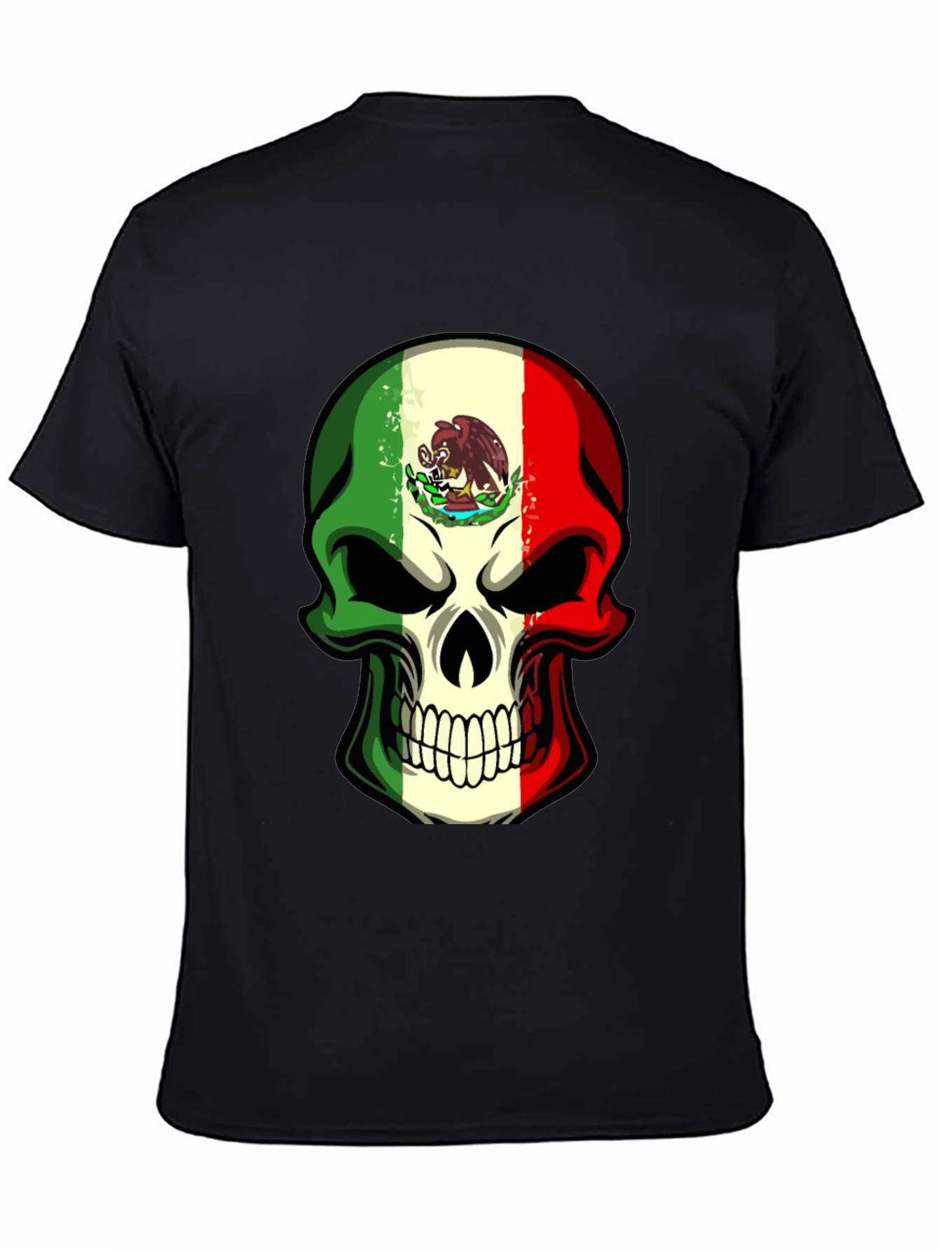 Mexican Flag Skull Graphic T-Shirt