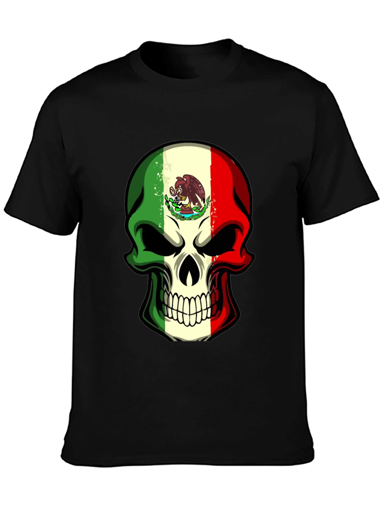 Mexican Flag Skull Graphic T-Shirt