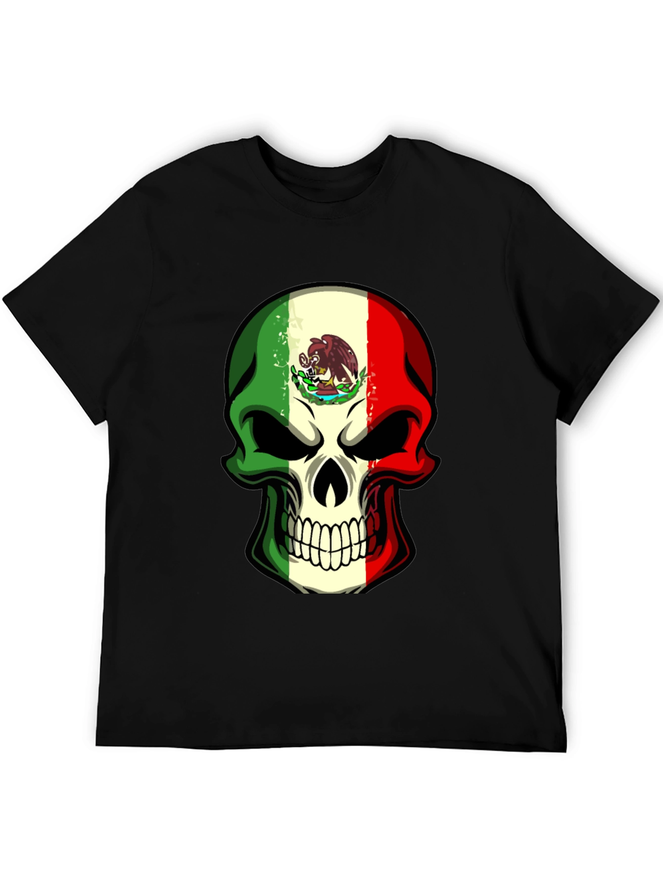 Mexican Flag Skull Graphic T-Shirt