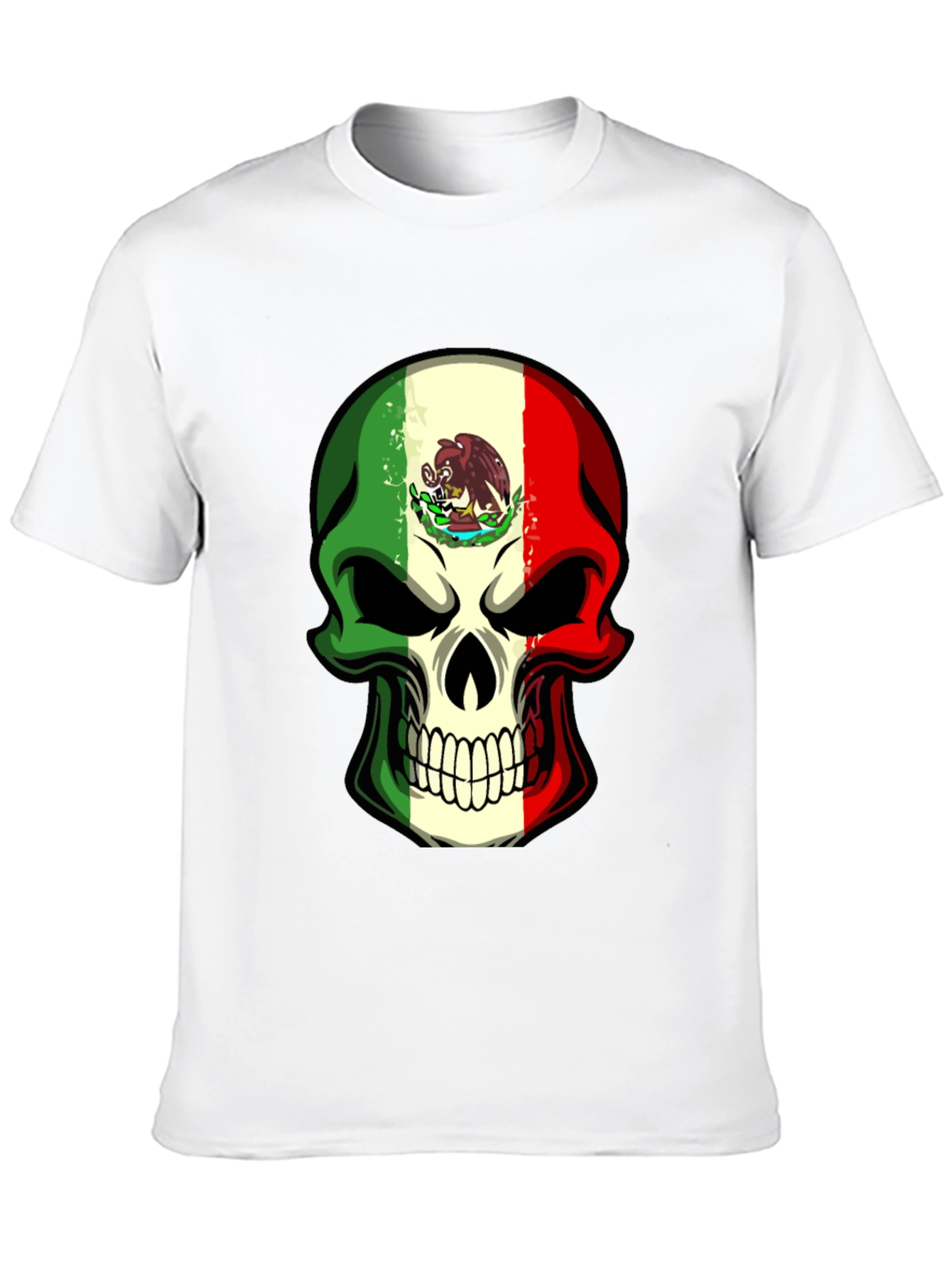 Mexican Flag Skull Graphic T-Shirt