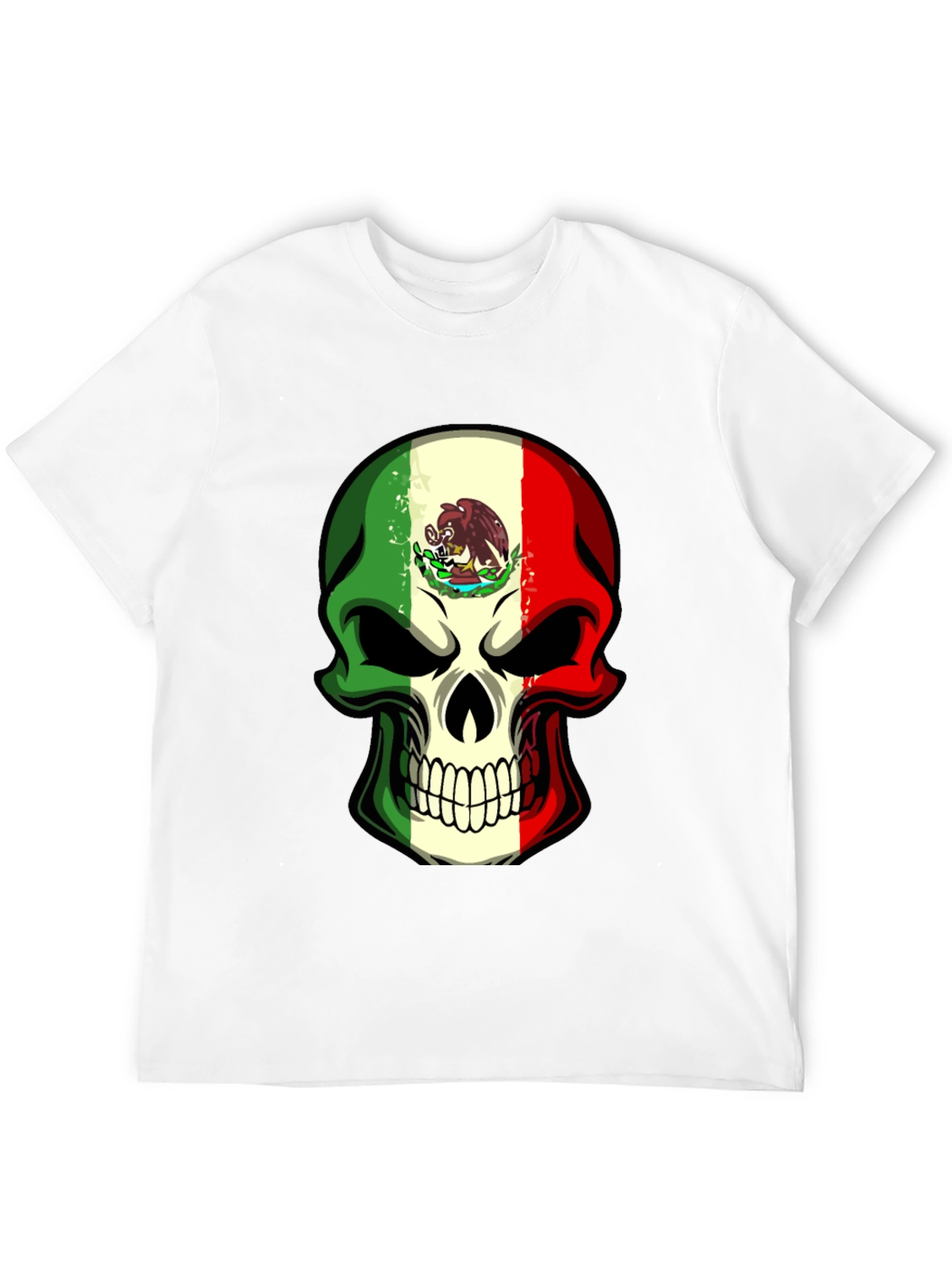 Mexican Flag Skull Graphic T-Shirt