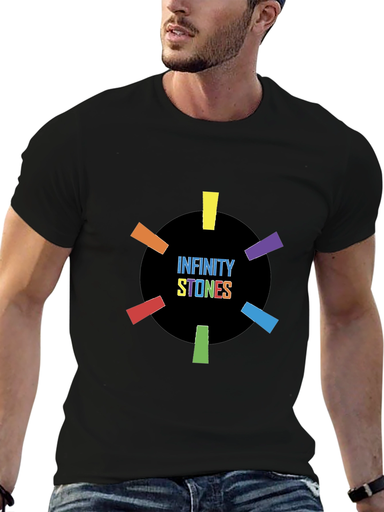 Infinity Stones Graphic Black T-Shirt