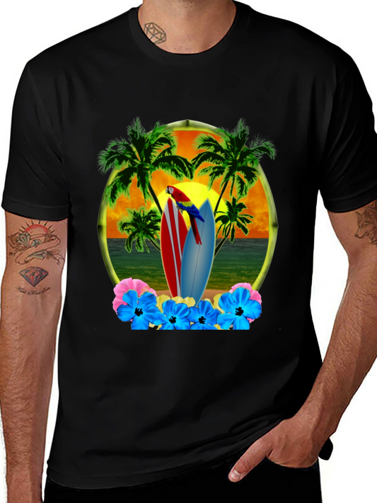 Tropical Beach Surfboard T-Shirt
