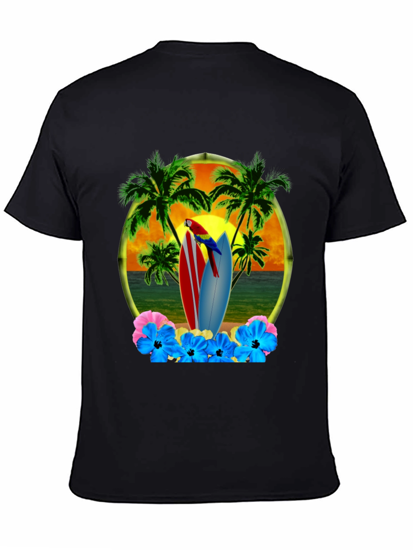 Tropical Beach Surfboard T-Shirt