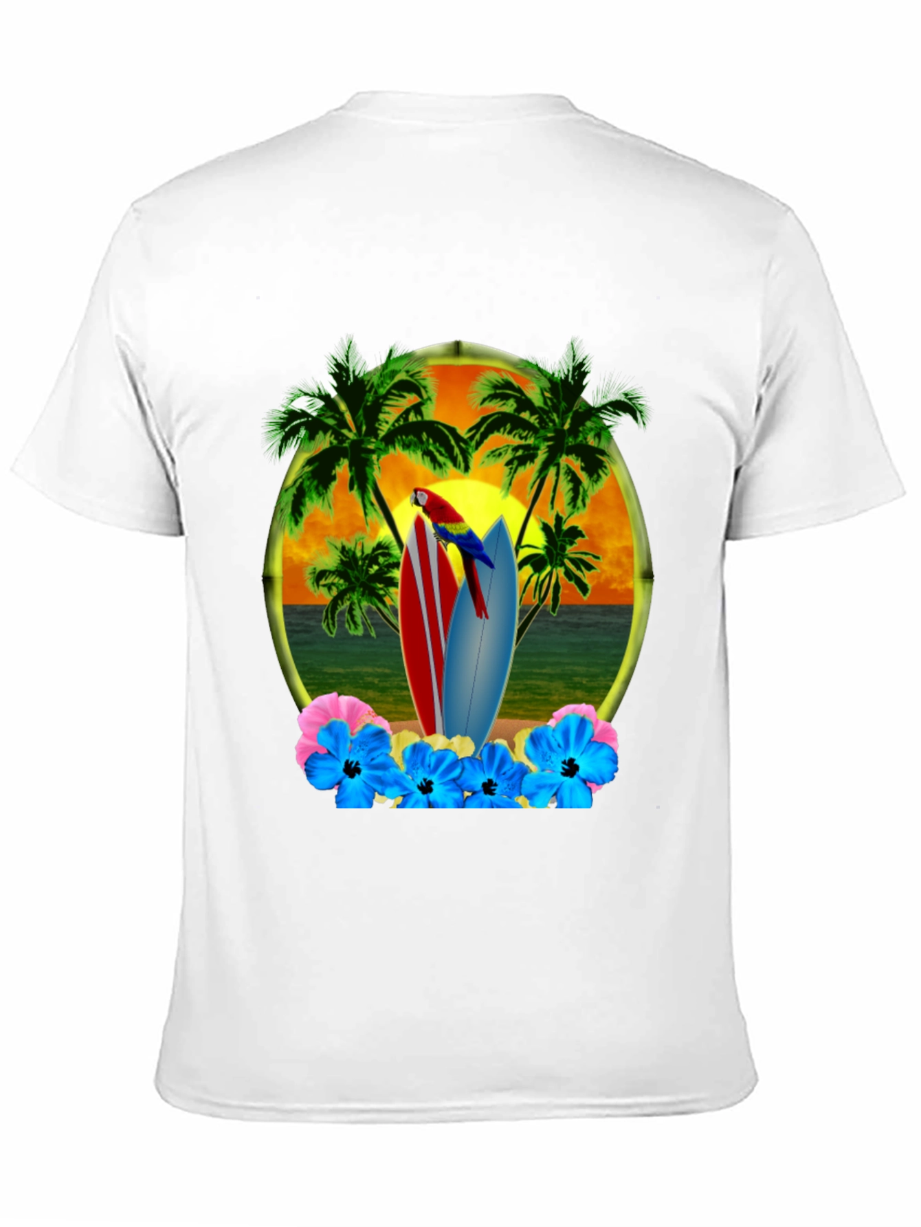 Tropical Beach Surfboard T-Shirt