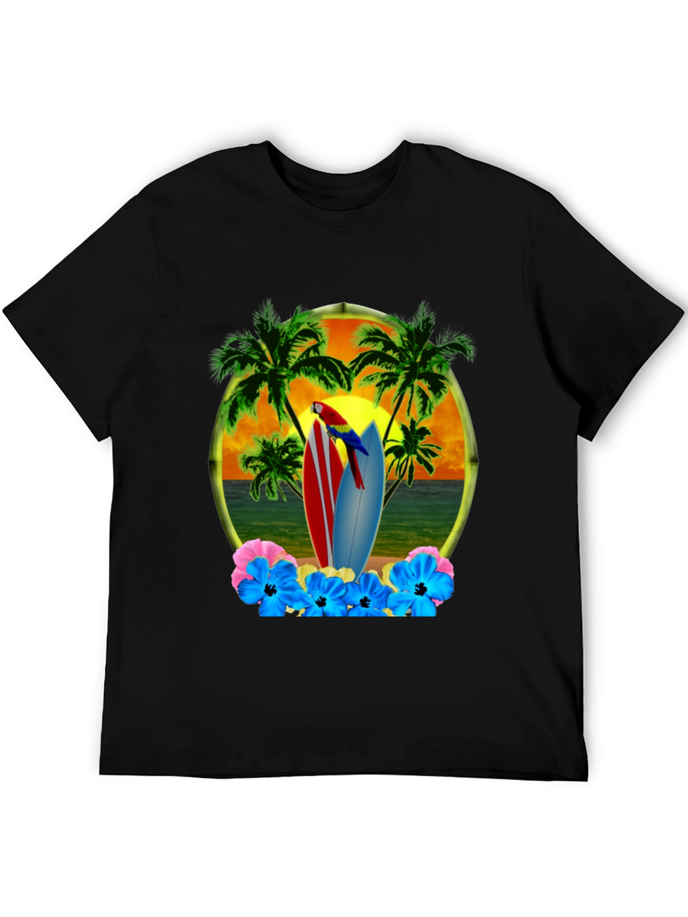 Tropical Beach Surfboard T-Shirt